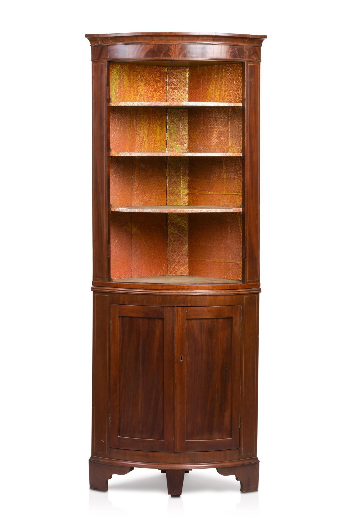 19th C Mahogany Corner Cupboard (1 of 2)