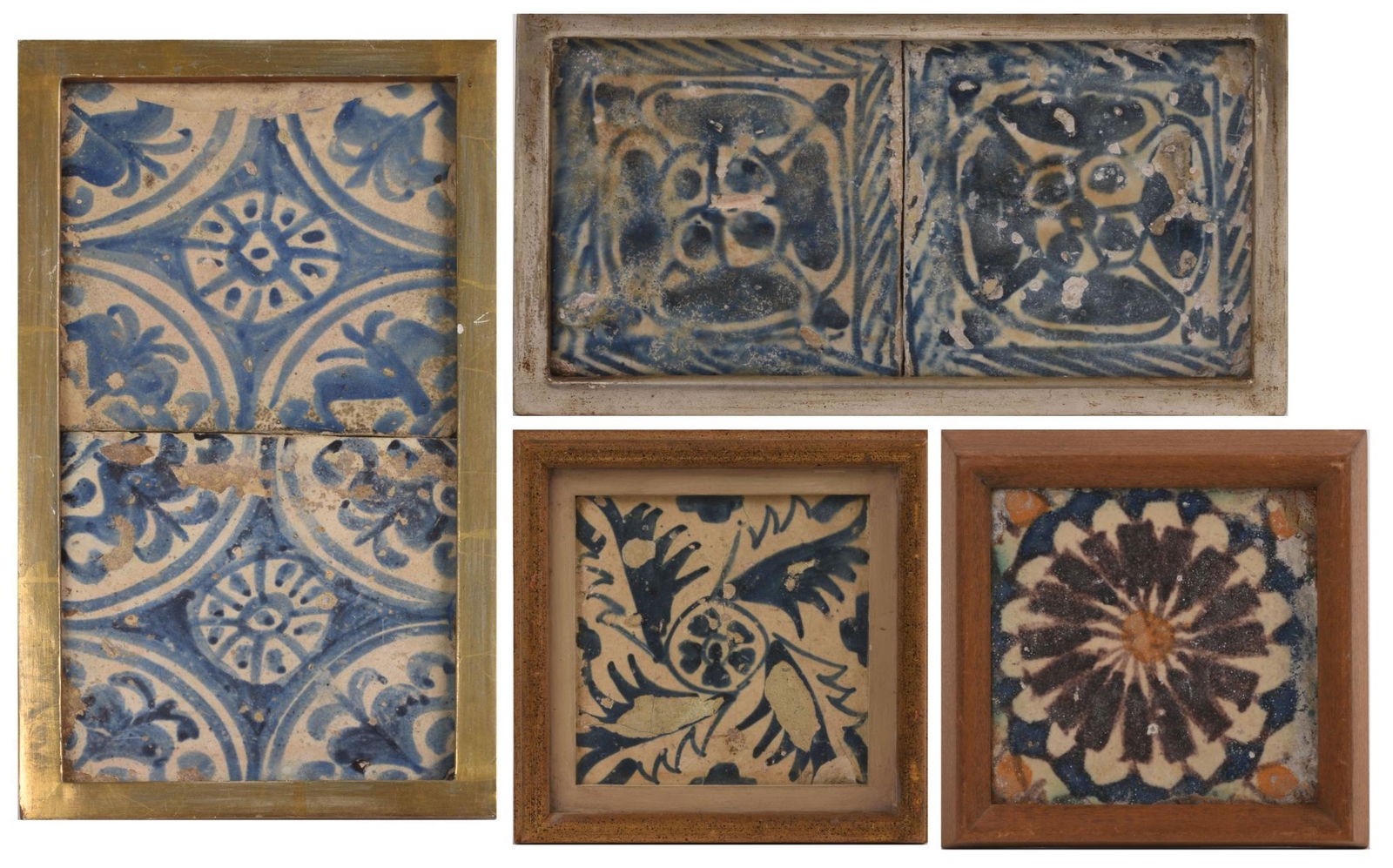 Six Framed Early Spanish Tiles. (1 of 5)