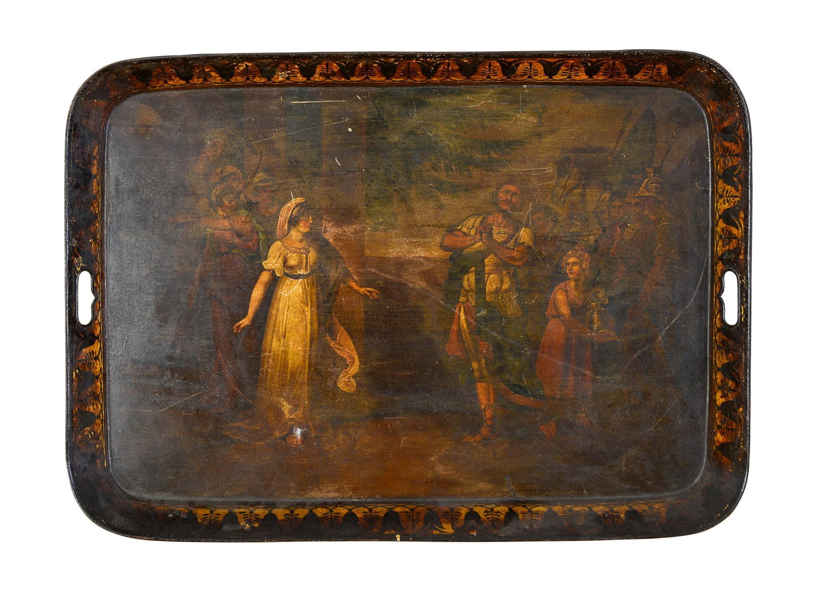 English Painted Tole Tray, Circa 1840.: 21 x 30 inches.