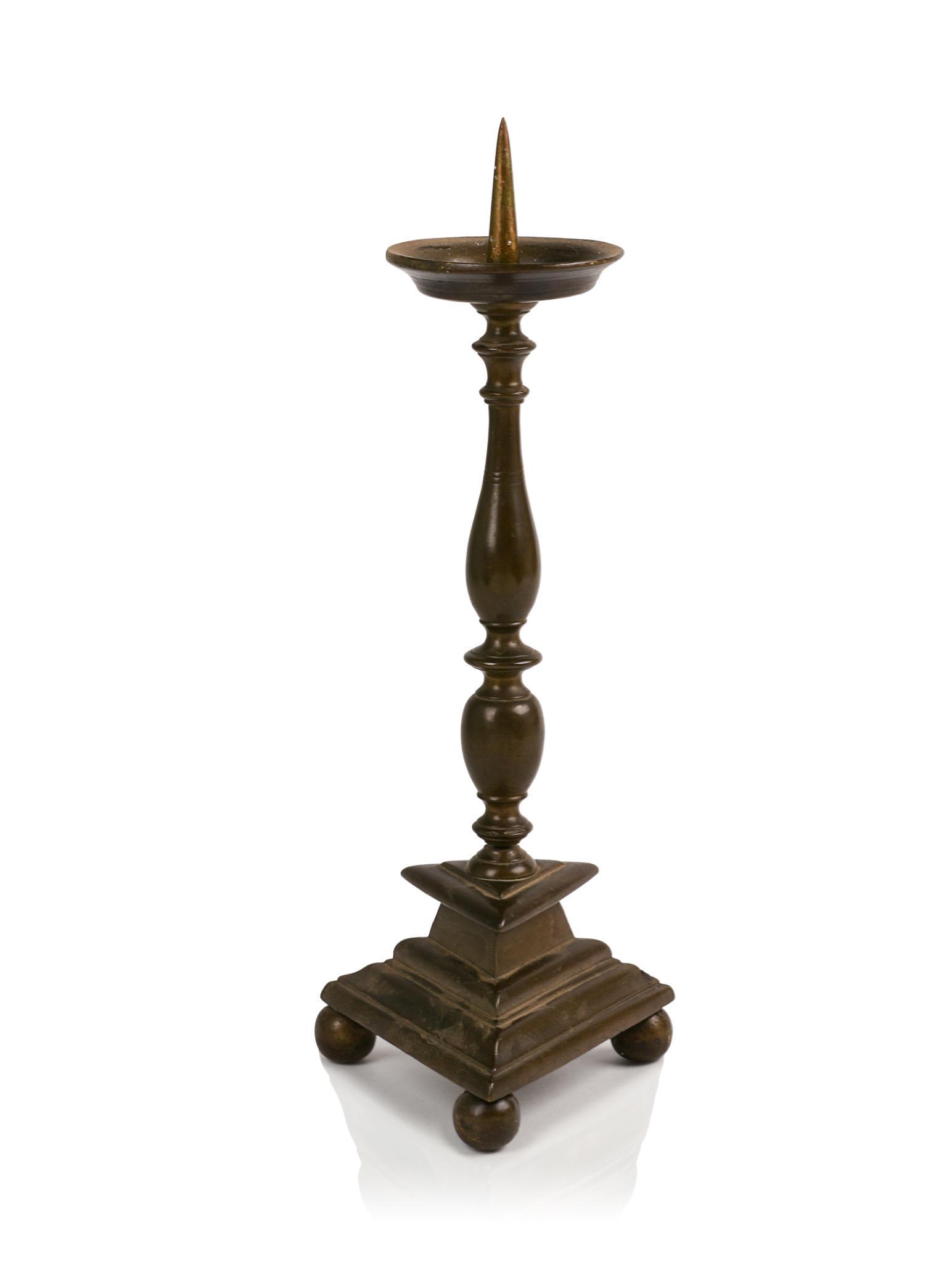 Spanish Bronze Pricket Candlestick With Bun Feet, c. 1620. (1 of 4)