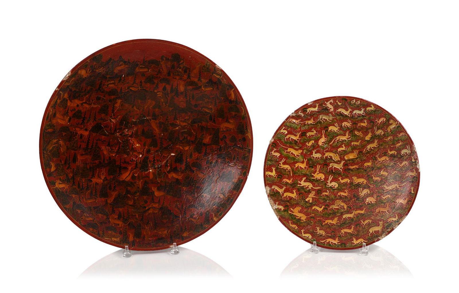 Two Kashmir Lacquer Animal Chargers. (1 of 2)