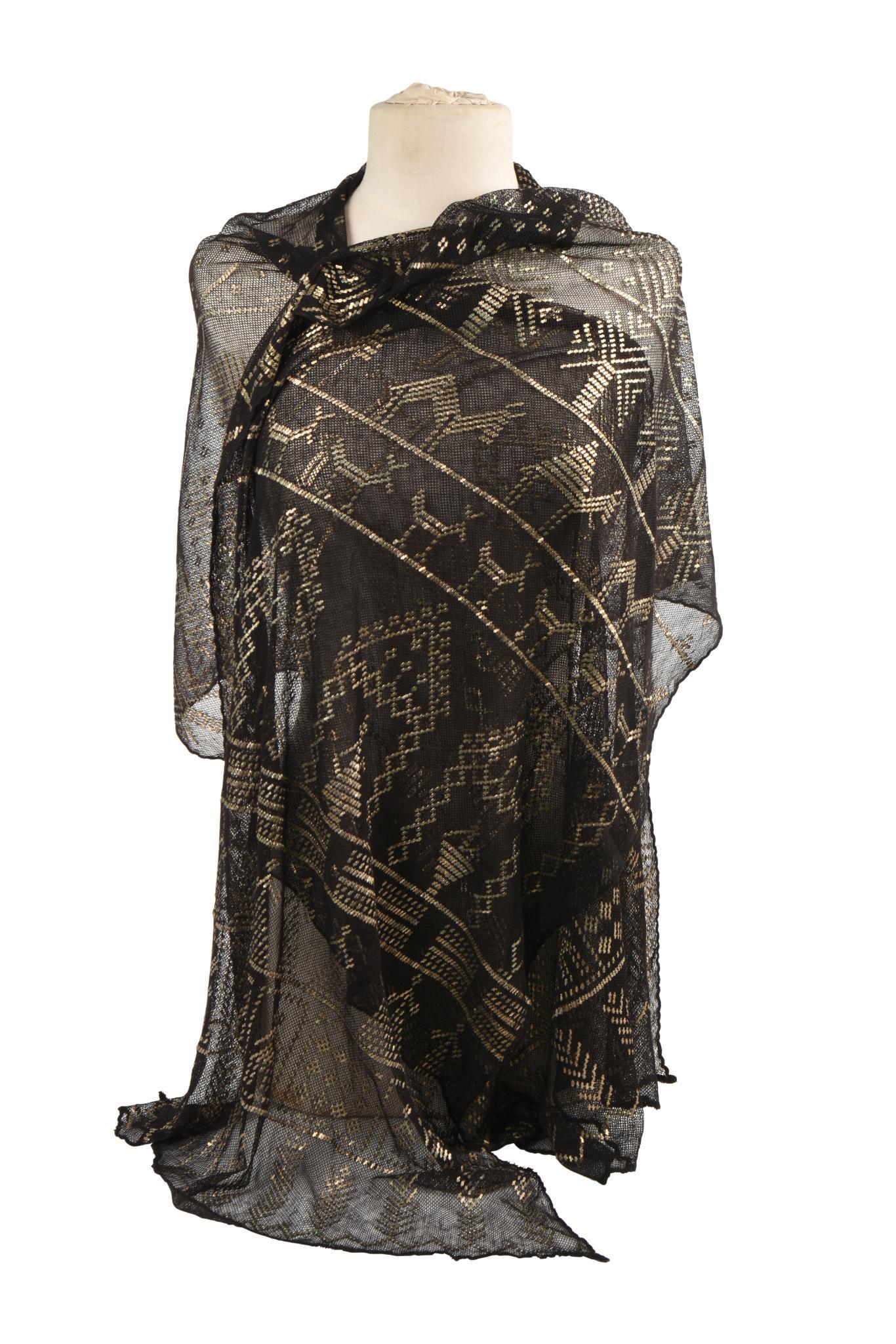 Egyptian Black and Silver Metal Assuit Shawl. (1 of 3)
