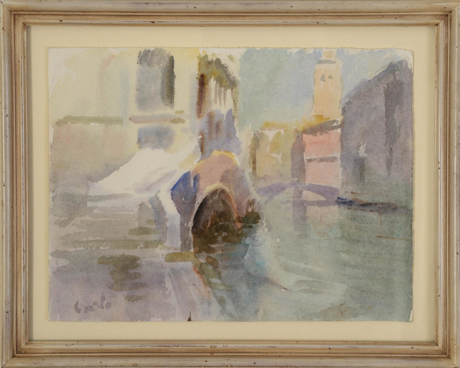 Impressionist Watercolor.: Sheet 11.5 x 15 inches, signed Carla lower left. Framed, 15 x 18.5 inches.