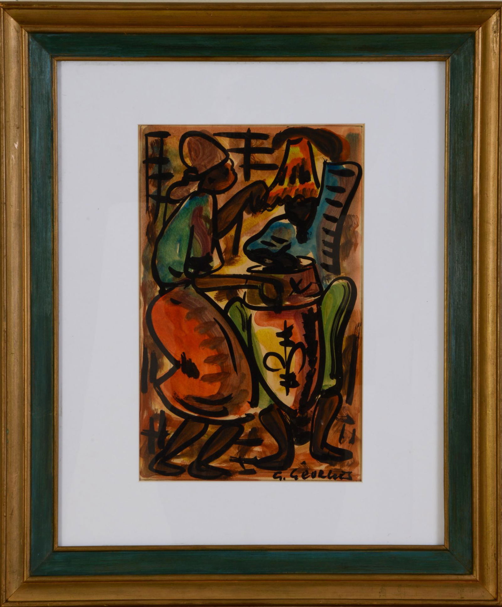 G. Georges Haitian Abstract Figural Painting. (1 of 3)