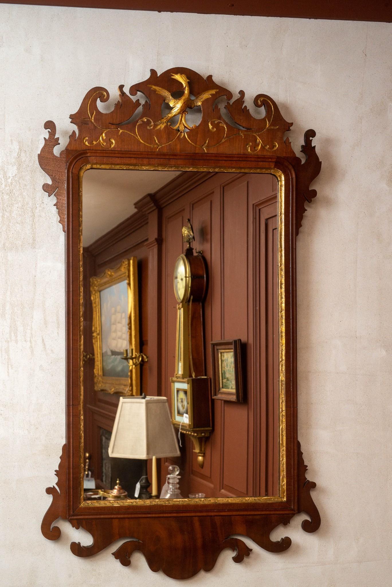 CHIPPENDALE MAHOGANY MIRROR. (1 of 2)