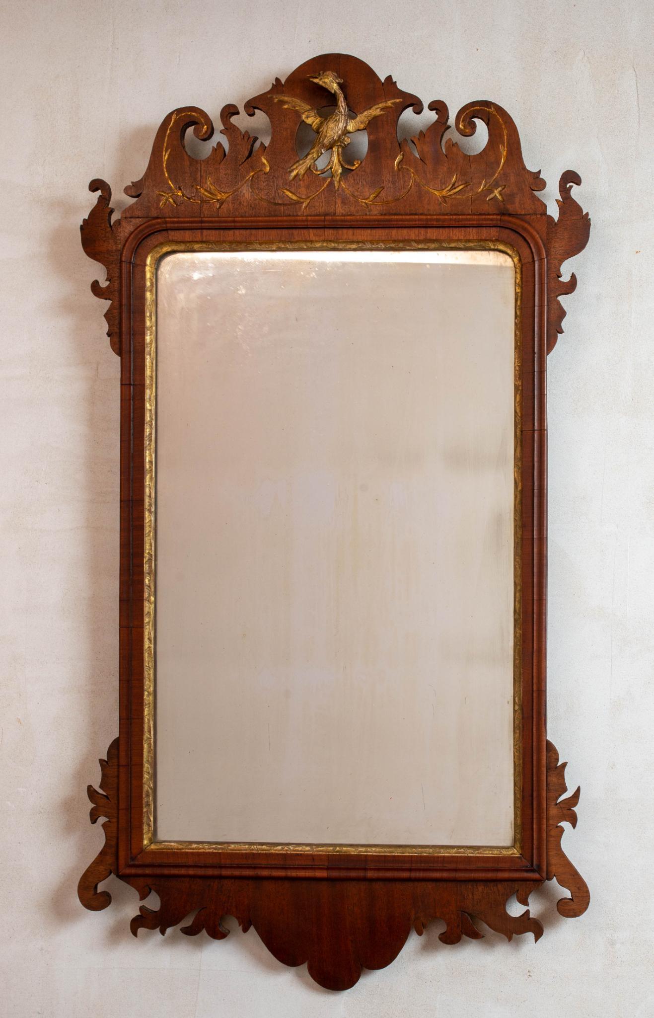 CHIPPENDALE MAHOGANY MIRROR. (1 of 4)