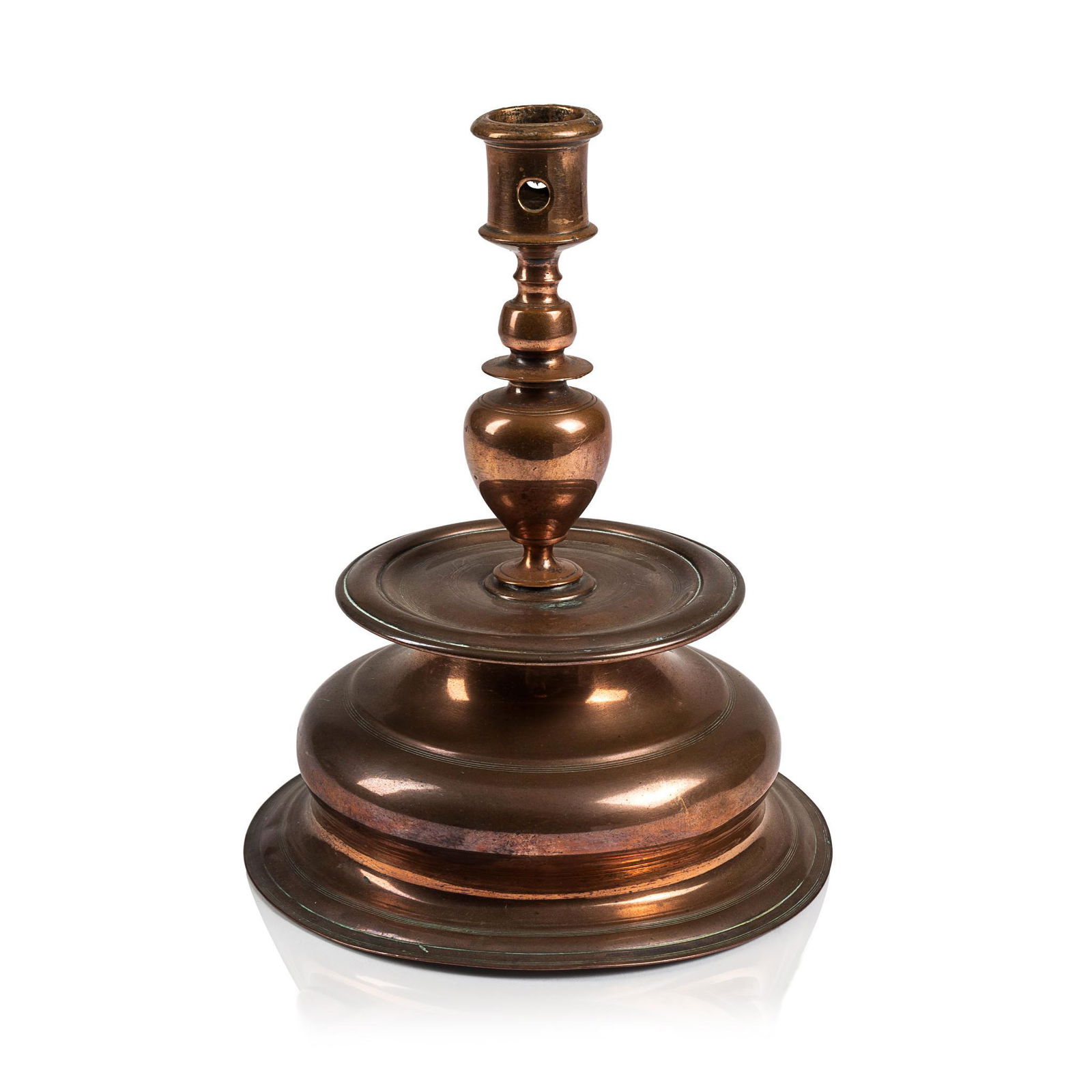 BRONZE NUREMBERG TYPE CANDLESTICK. (1 of 2)