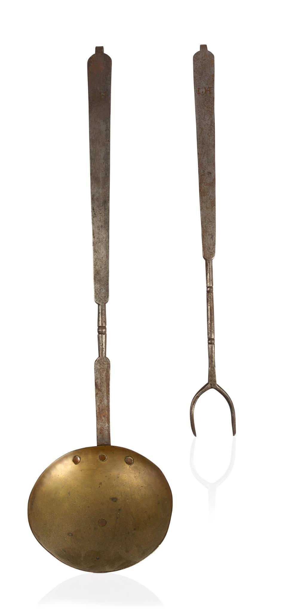 WROUGHT IRON FORK AND LADLE. (1 of 2)