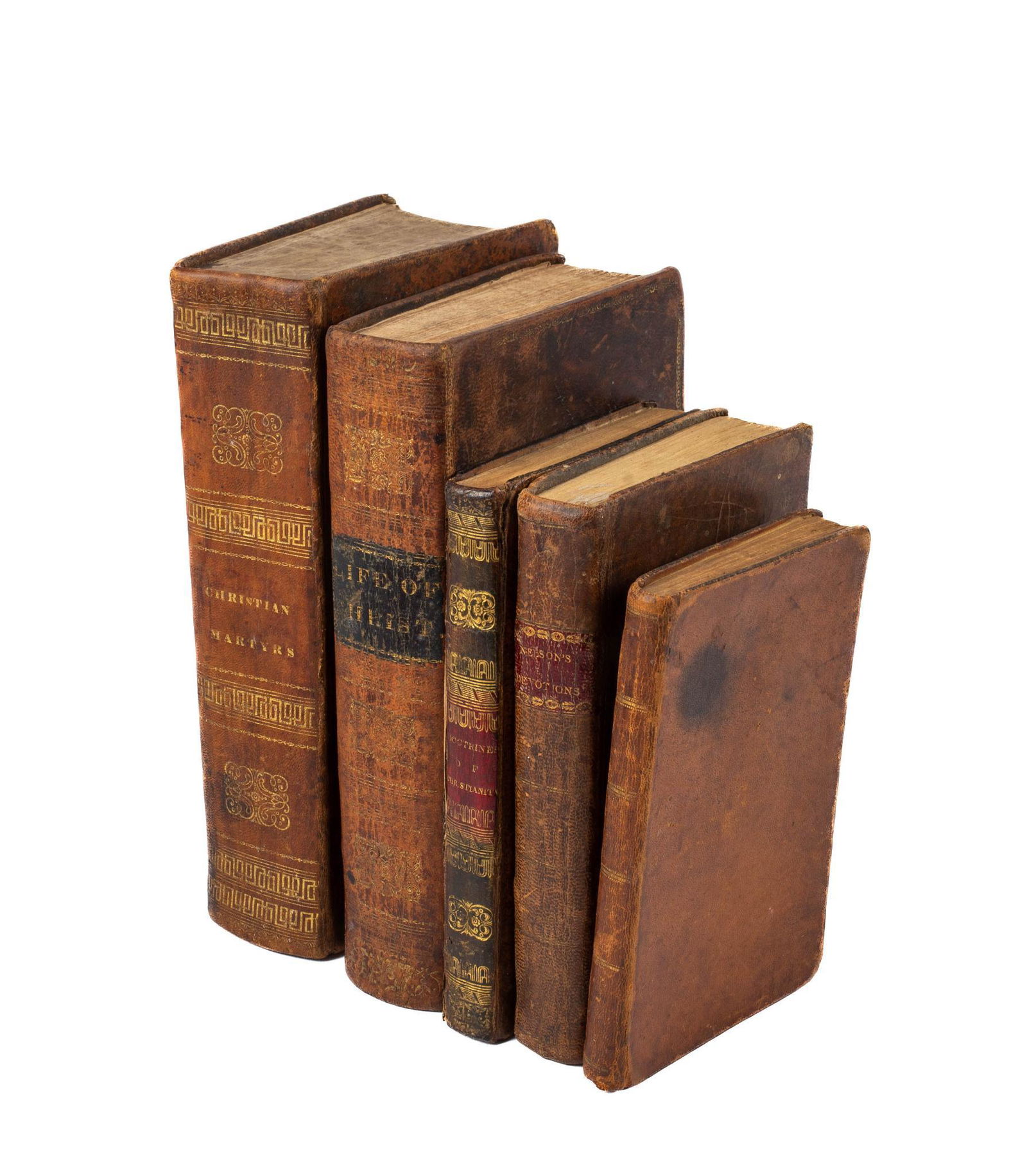 BOOKS ON CHRISTIANITY AND RELIGION - 5 BOOKS: General View of the Doctrines of Christianityâ€¦, Boston: Hastings, Etheridge & Bliss, 1809.bound in leather.Fleetwood, John. The Life of Our Lord and Saviour Jesus Christâ€¦, New Haven: N