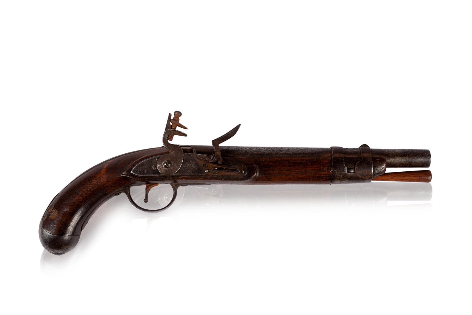 SPRINGFIELD MODEL 1807/1817 FLINTLOCK PISTOL 0.69 CAL.: Barrel marked 1818 eagle head proof, 11 inches barrel.