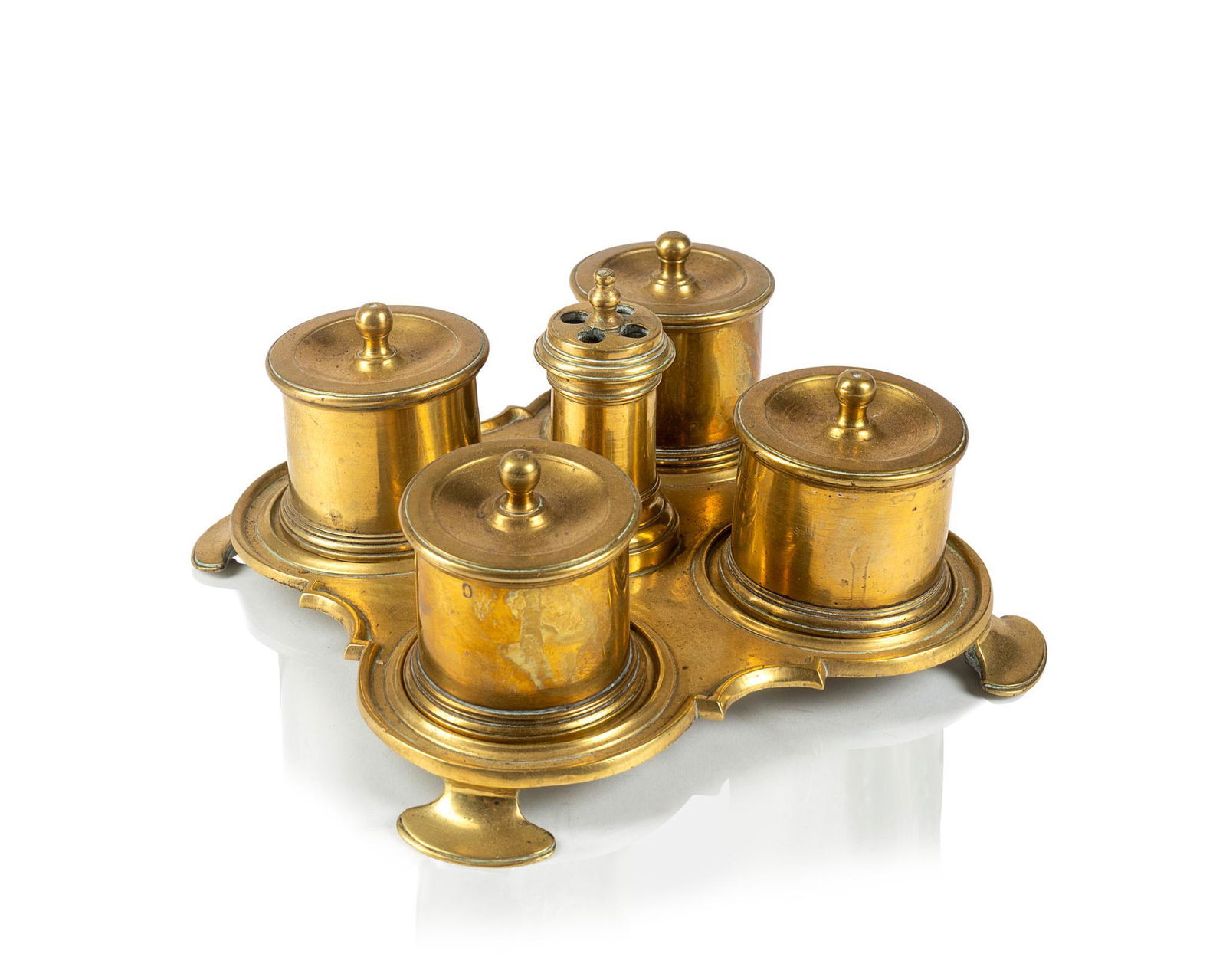 RARE PARTNERS DESK TYPE BRASS INK SET (1 of 4)