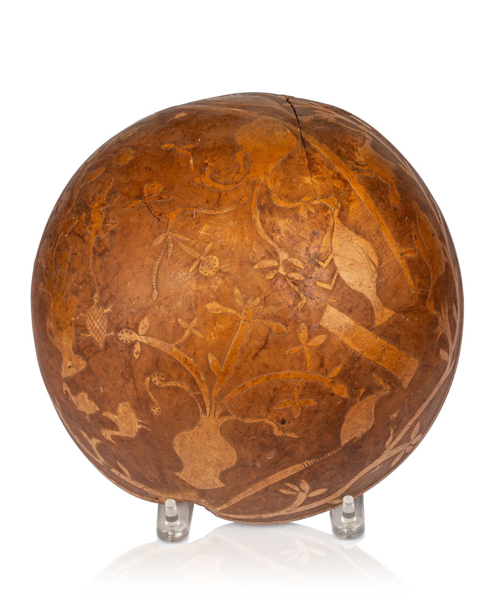 NATIVE AMERICAN CARVED GOURD BOWL (1 of 4)