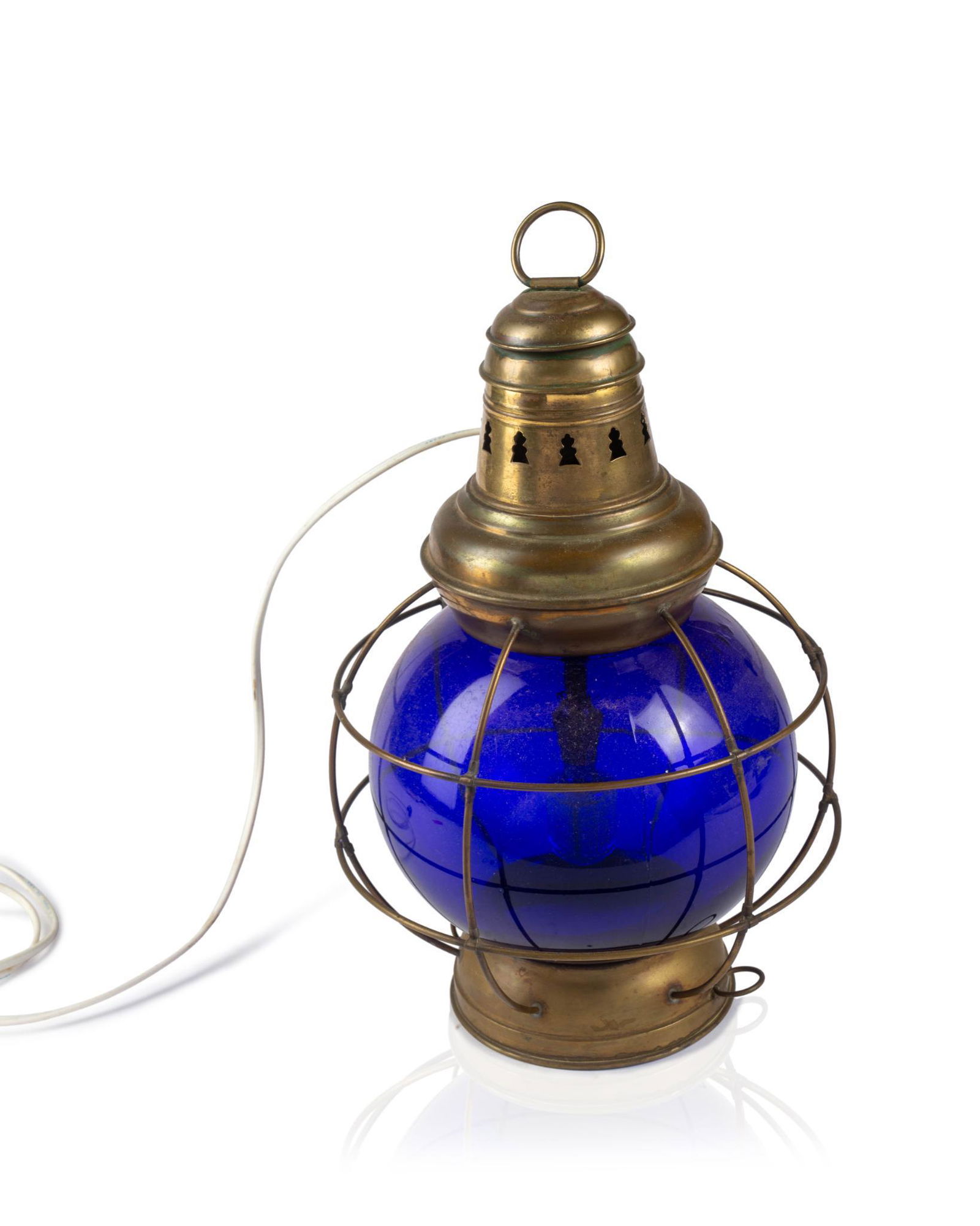 RARE BRASS AND PURPLE GLOBE ONION LANTERN. (1 of 2)