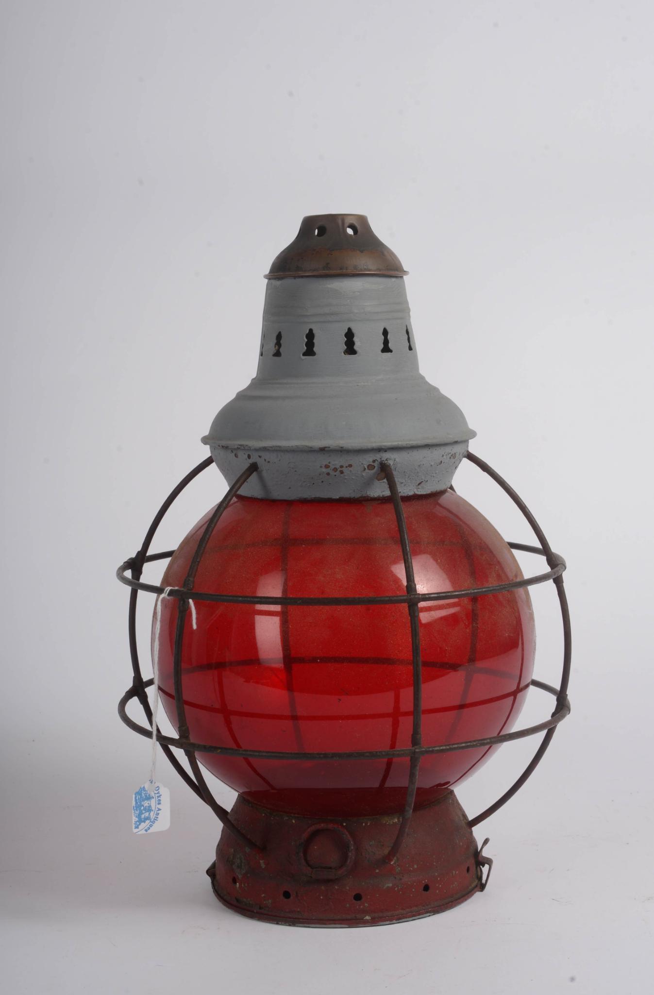 RED GLASS TIN AND BRASS ONION LANTERN (1 of 2)