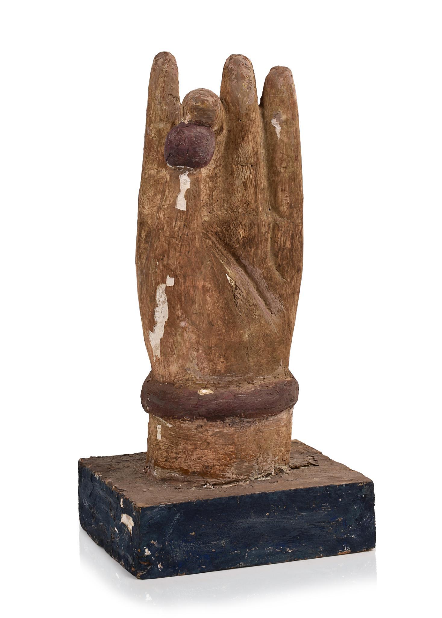 Folk Art Carved and Painted Wooden Hand. (1 of 6)