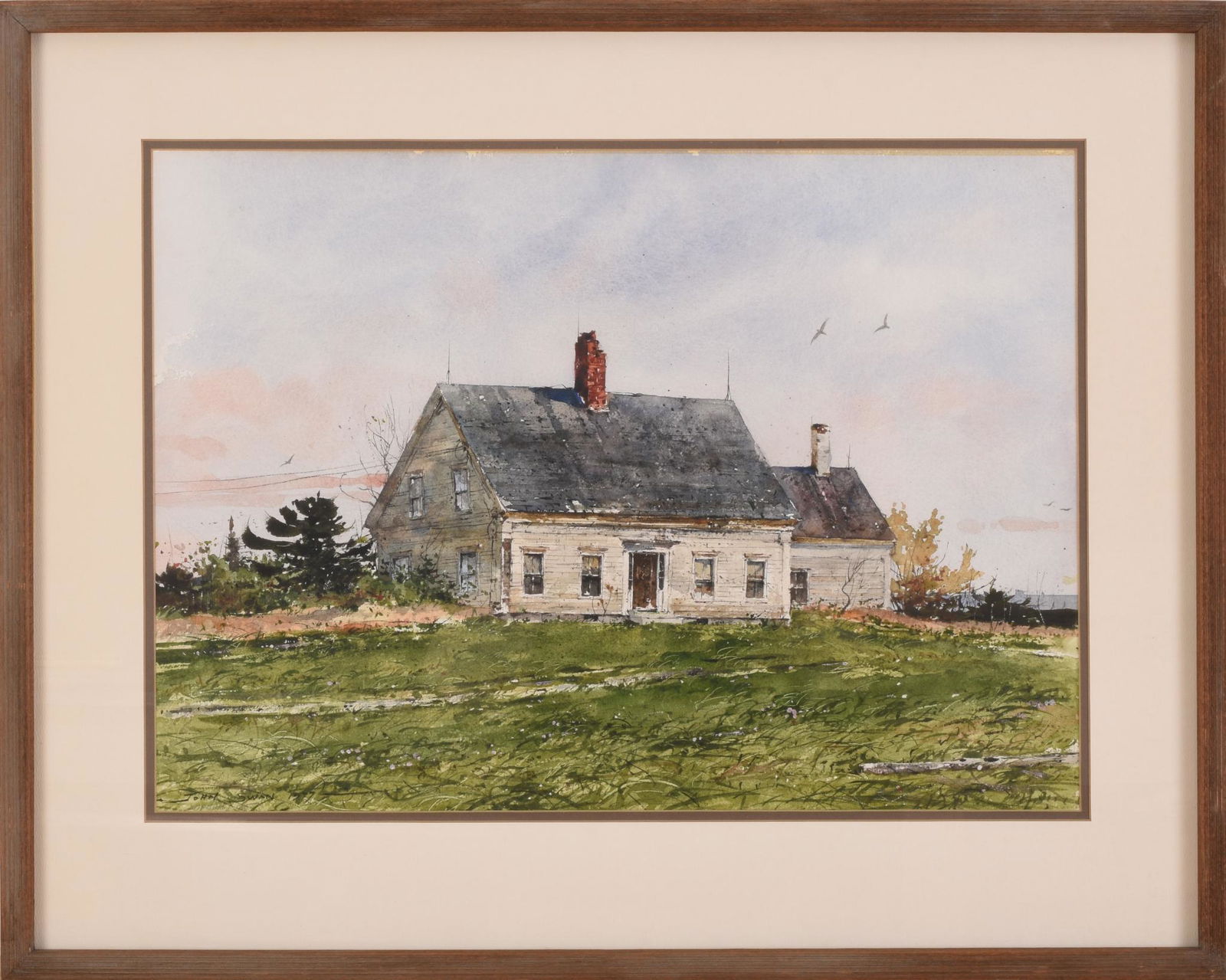 John Swan (Born 1948). Maine House Portrait.: Watercolor on paper, 15 x 21.5 inches, sight, signed lower left. Framed, 23 x 28.75 inches.