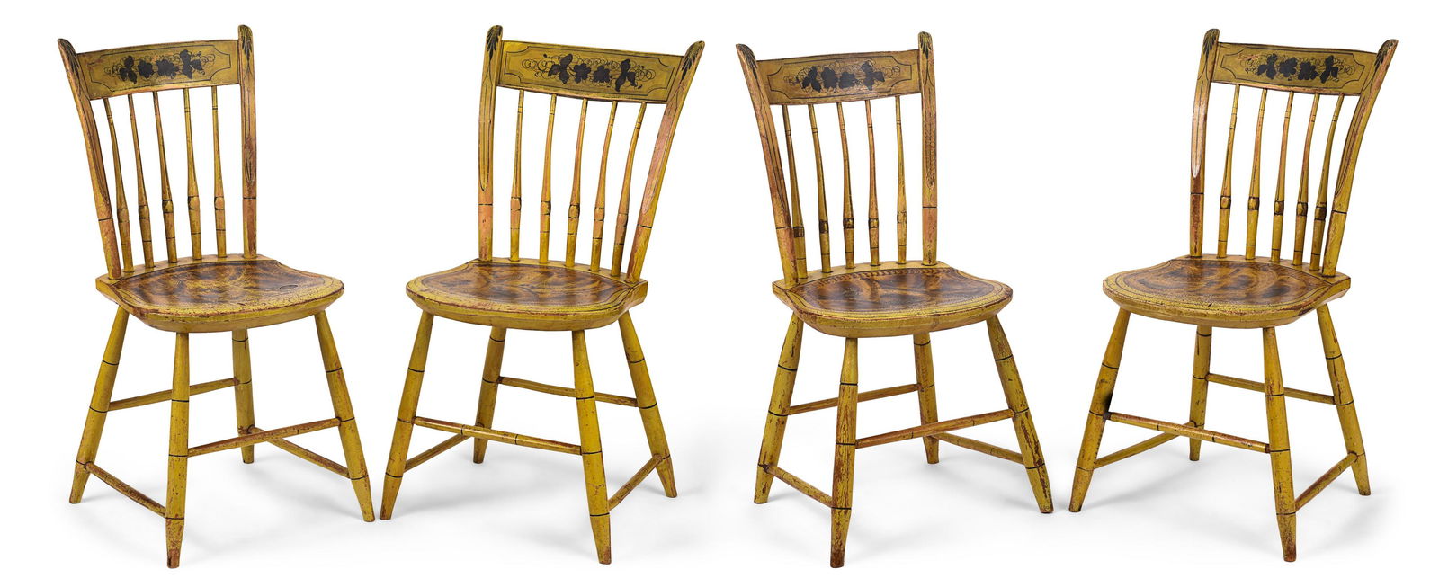 Four Paint Decorated Thumback Side Chairs. (1 of 6)