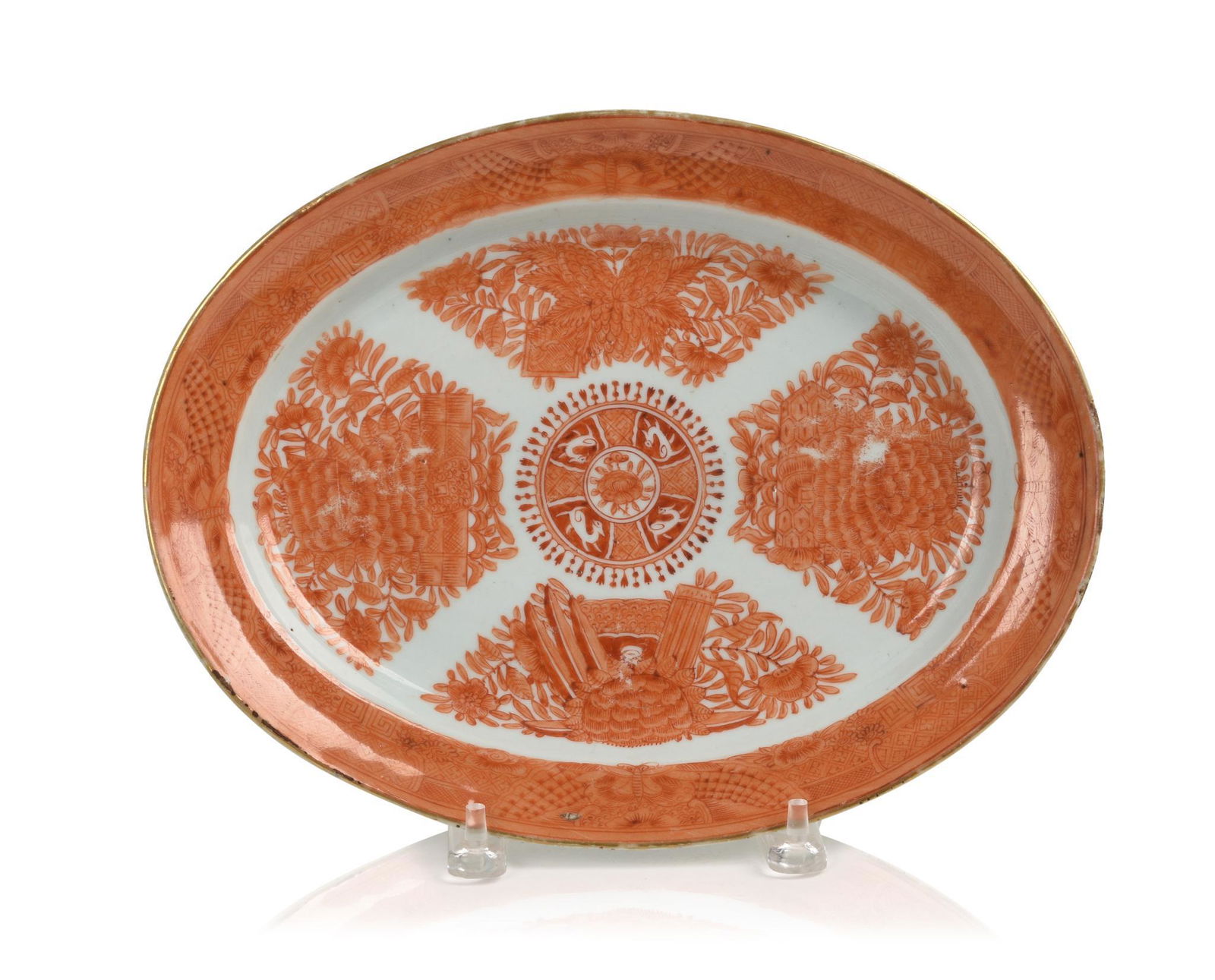 Chinese Export Porcelain Orange Fitzhugh Pattern Platter. (1 of 3)