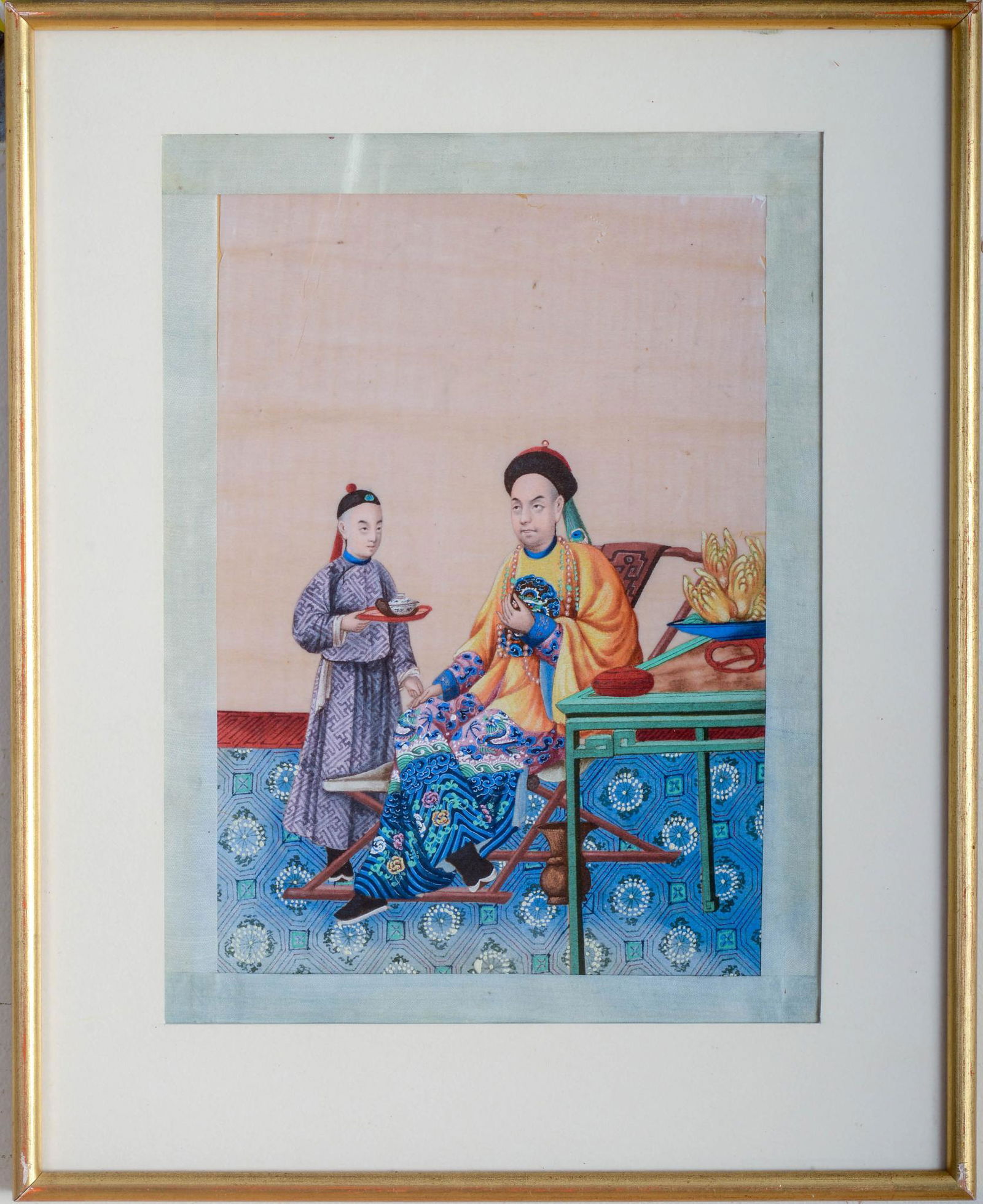 Fine Chinese Export Painting of Imperial Court Subject. (1 of 2)