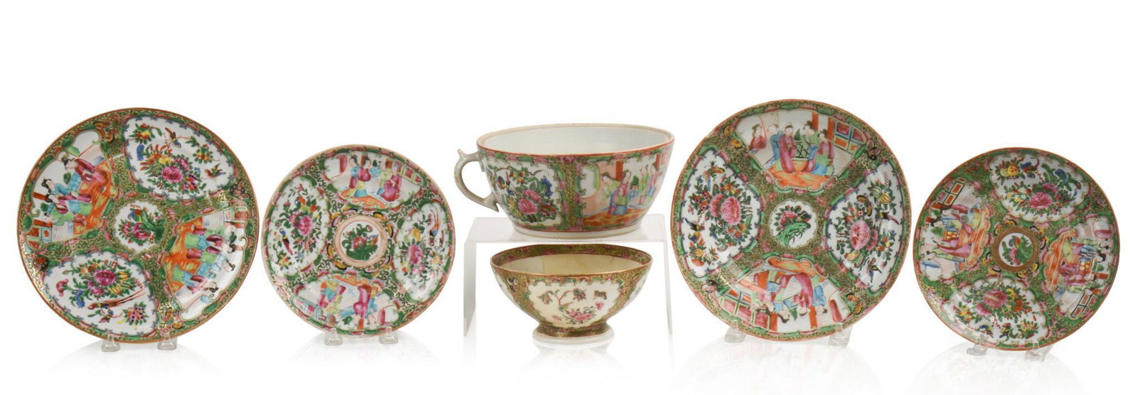 Six Pieces of Chinese Rose Medallion Porcelain. (1 of 3)