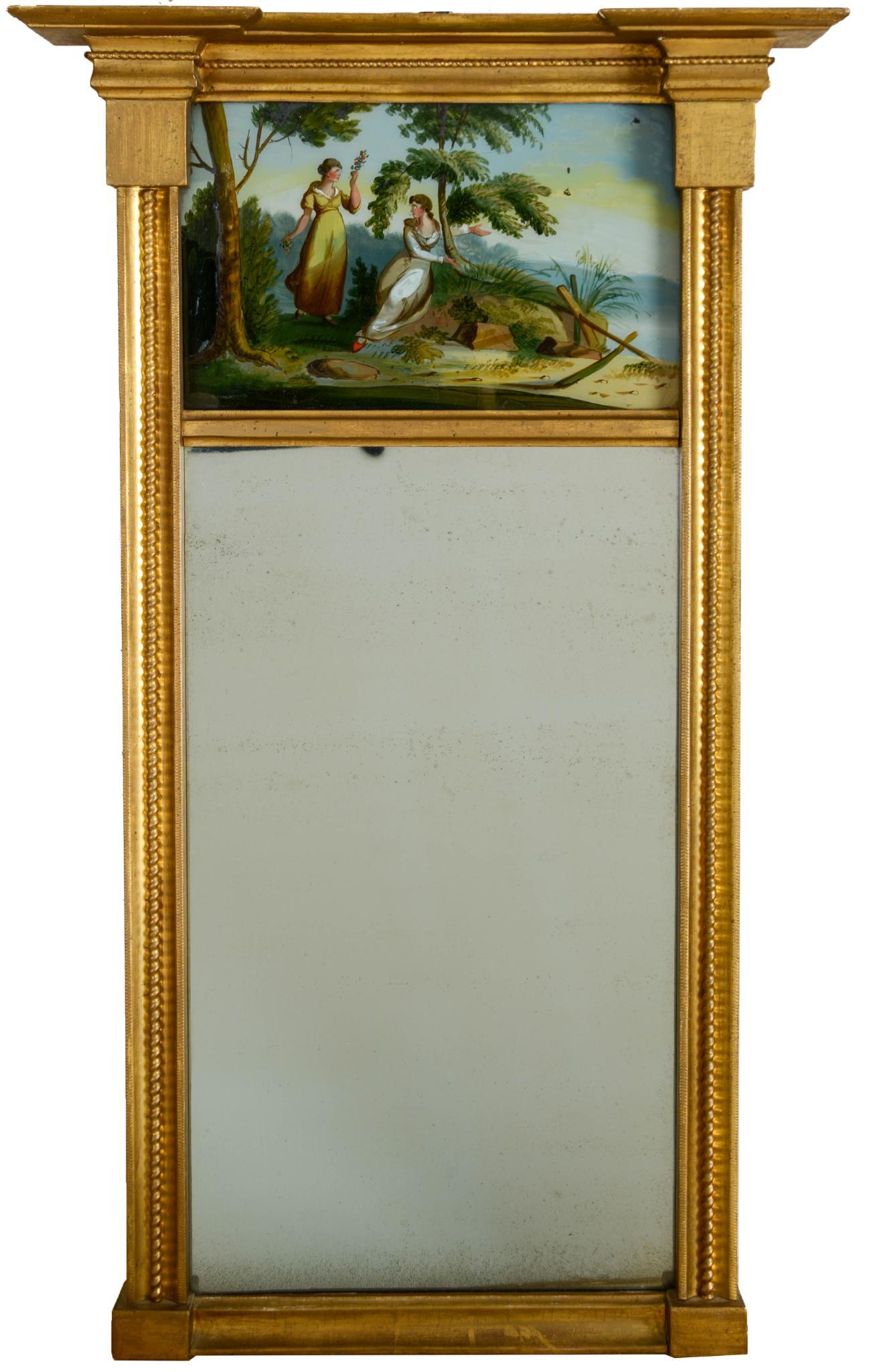 American Classical Giltwood and Eglomise Mirror. (1 of 3)