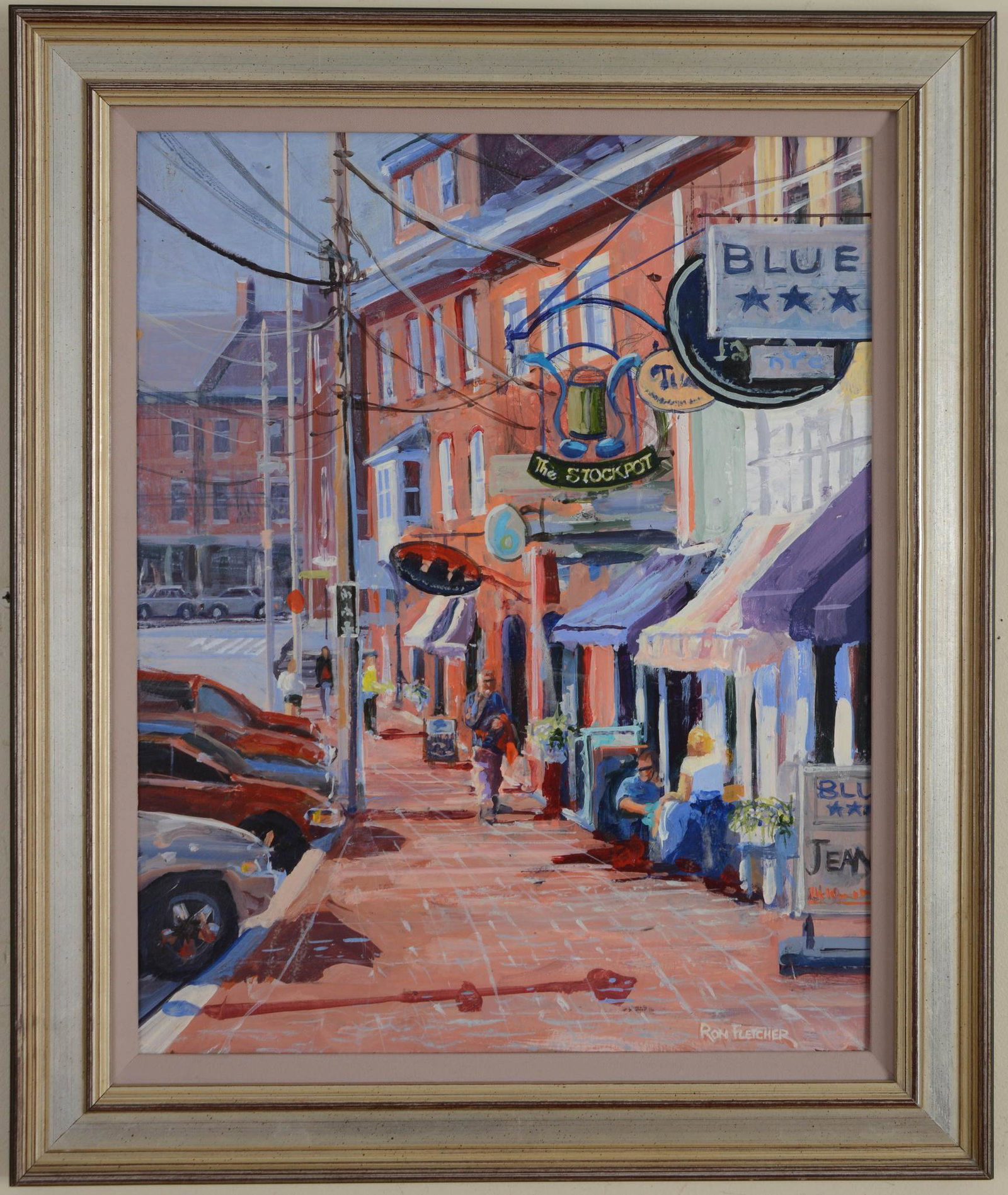 Ron Fletcher. Bow Street, Portsmouth, NH, 2008.: Acrylic on board, frame 25 x 21 inches.
