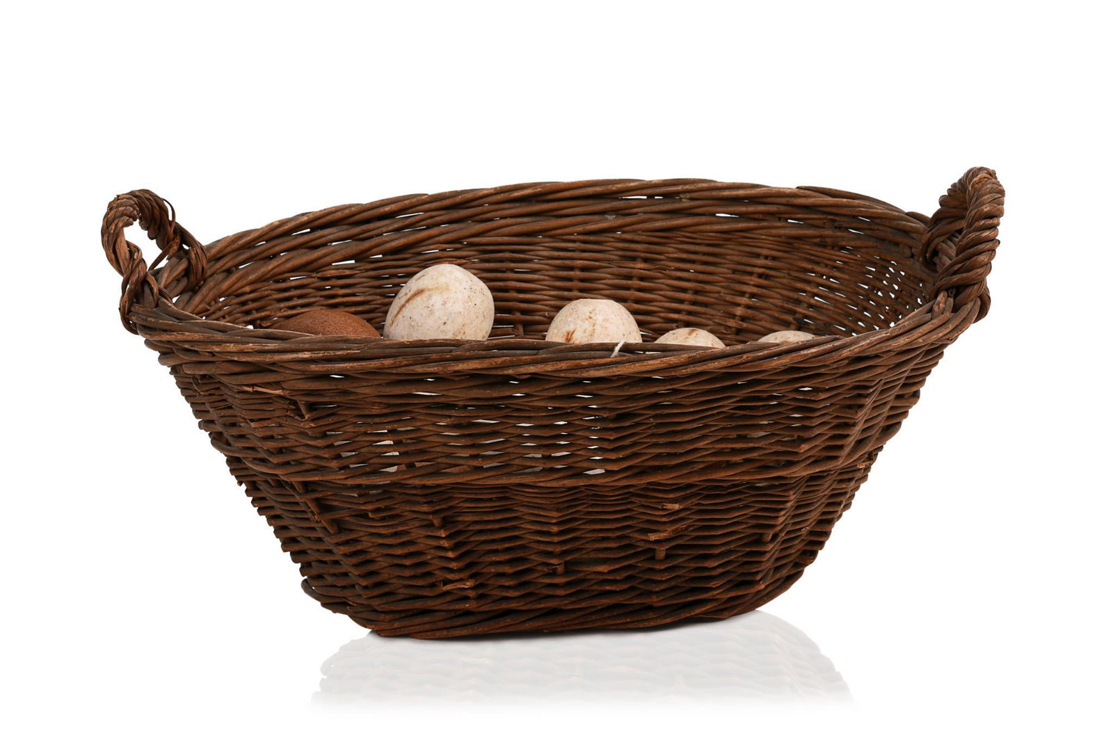 Basket Full of Wood and Stone Eggs. (1 of 6)