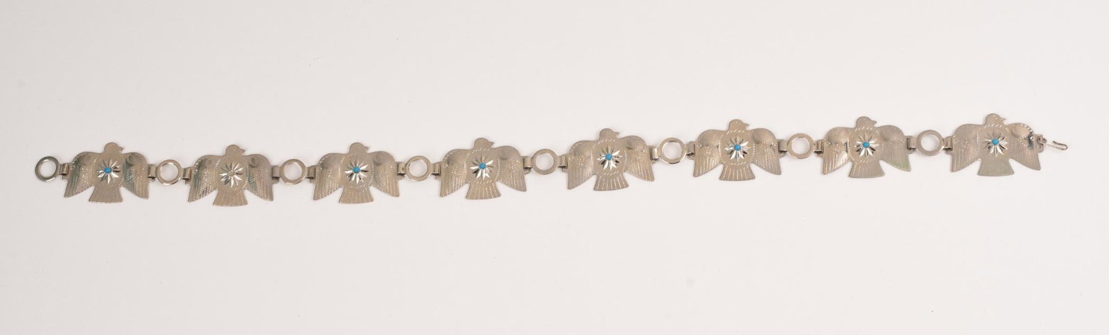 Metal Eagle Belt.: Length 20 inches. Missing one blue bead.