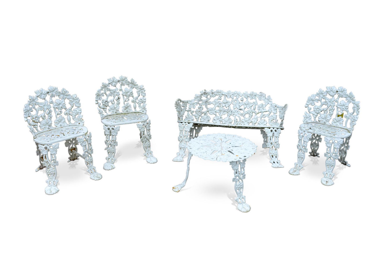 Cast Iron Garden Bench Set in White Paint. (1 of 1)