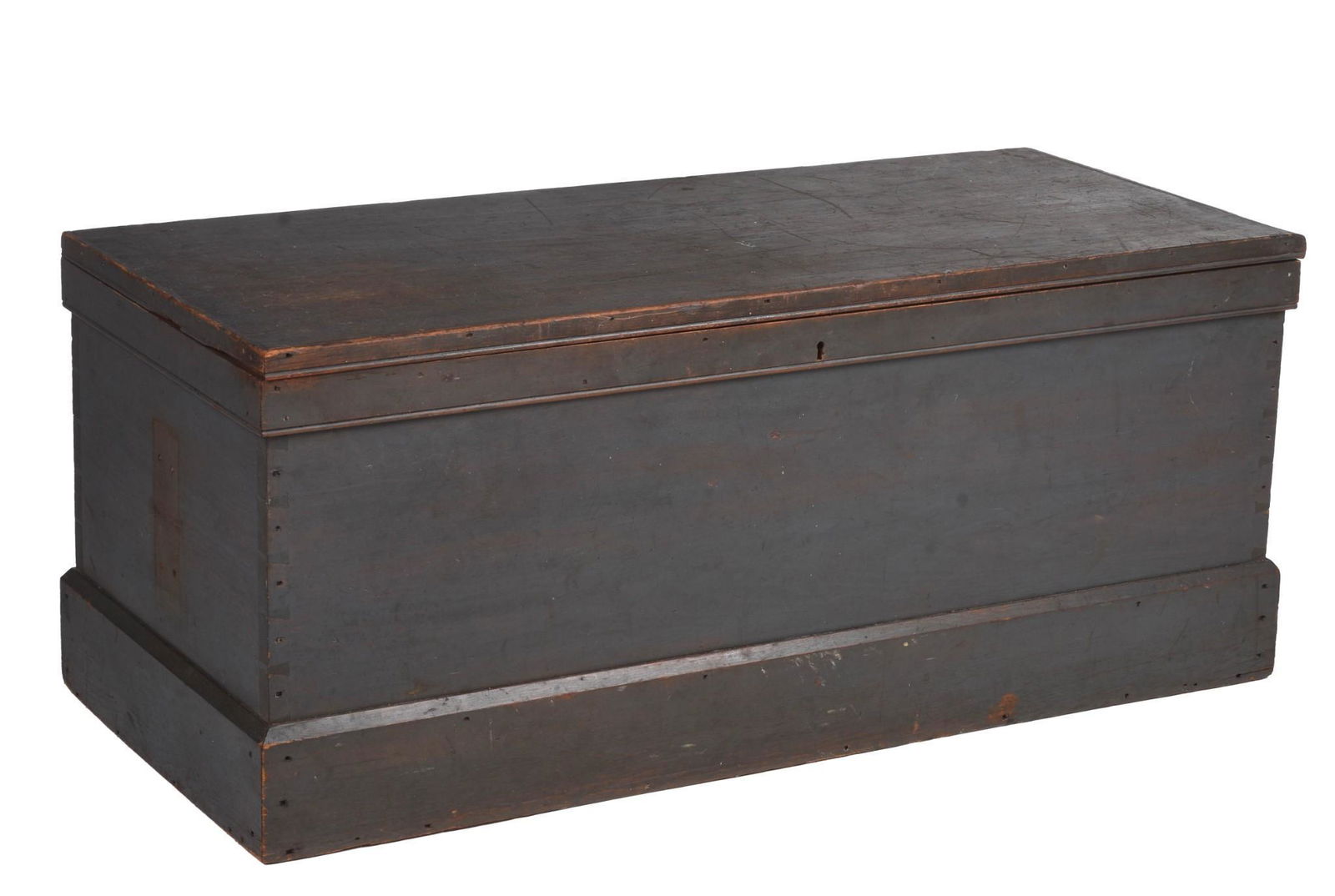 Mid 19th C Blanket Chest in Blue Paint. (1 of 3)