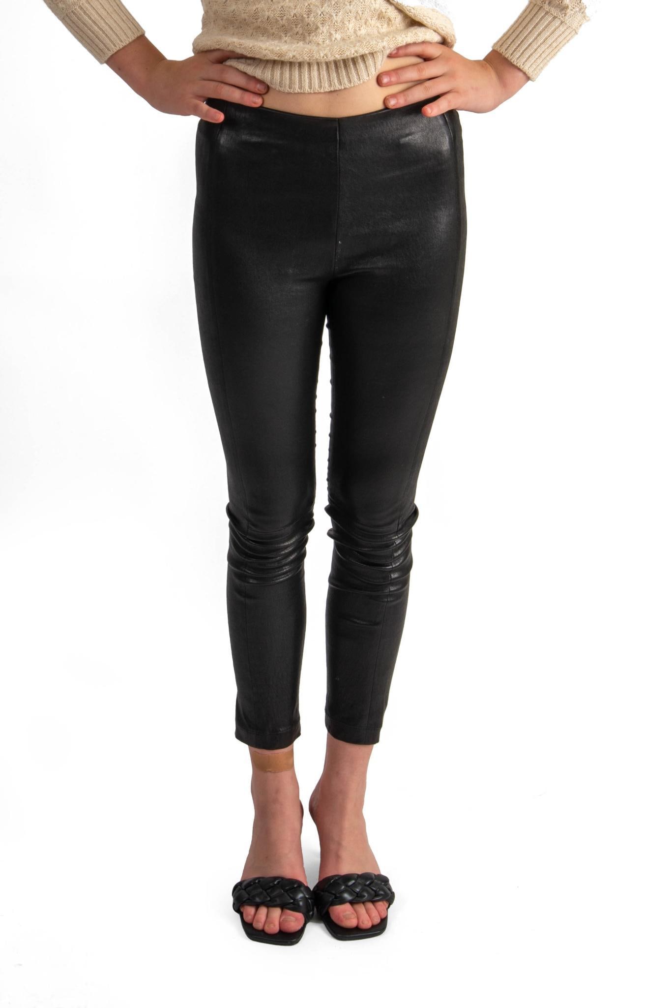 Two Pair Stretch Lamb Leather Pants, Rag & Bone, MUS: MUS size large in brown with belt, Rag & Bone size medium in black. CONDITION: These are used articles, and may exhibit minor stains, wear, slight odors, and other minor defects. We have attempted
