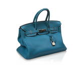 Hermes Birkin Turquoise Leather Handbag