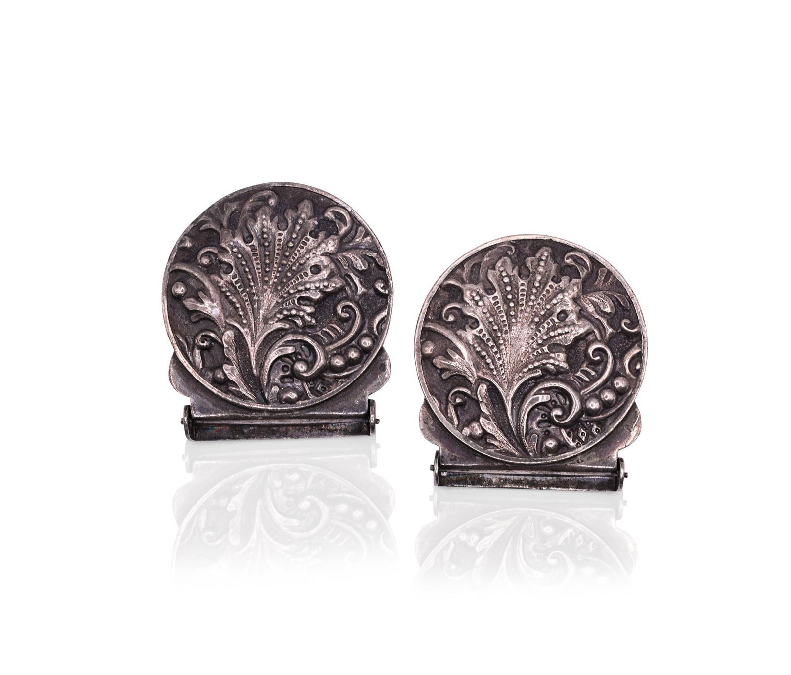 Pair Sterling Silver Floral Belt Sash Buckle (1 of 3)