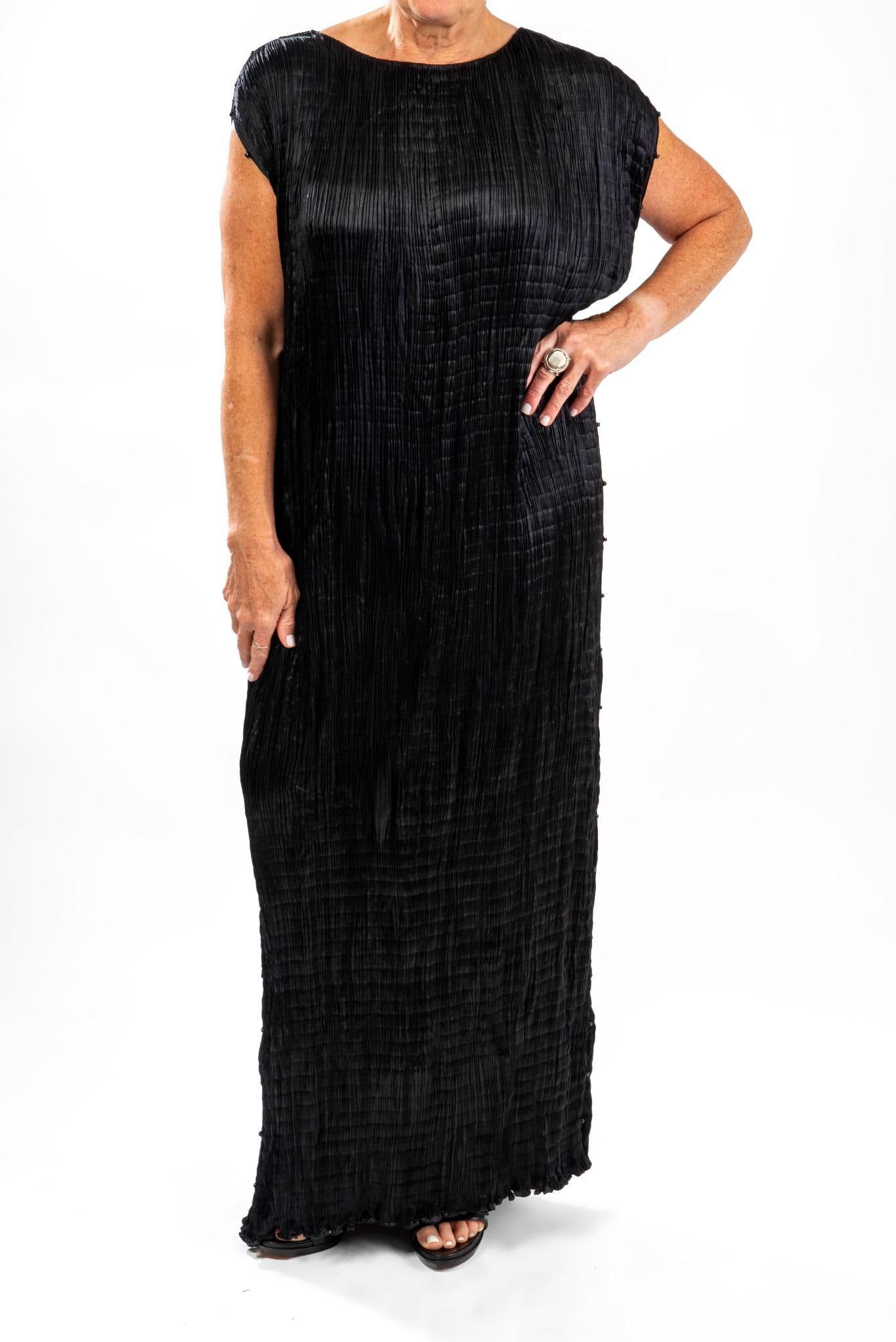 Venetia Studium Pleated Gown with Satin Wrap, Small-Medium: Size Small/Medium, Black, in the style of Fortuny Pleated Dresses CONDITION:These are used articles, and may exhibit minor stains, wear, slight odors, and other minor defects. We have attempted to sho