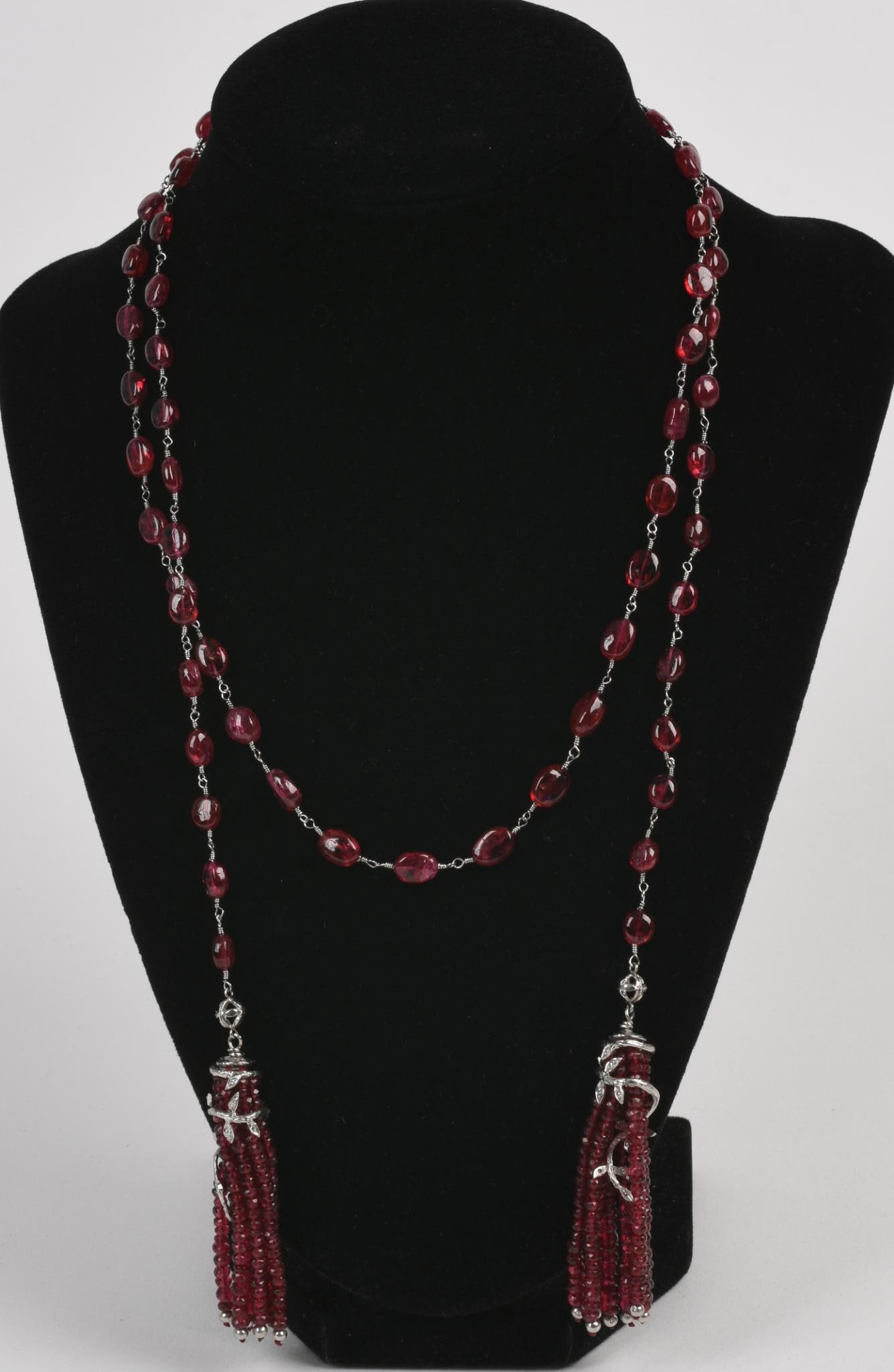 14K Ruby Bead & Diamond Accent Lariat Necklace (1 of 2)