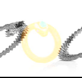 David Webb 18K Diamond, Emerald and Ruby Snake Charmer Bracelet.