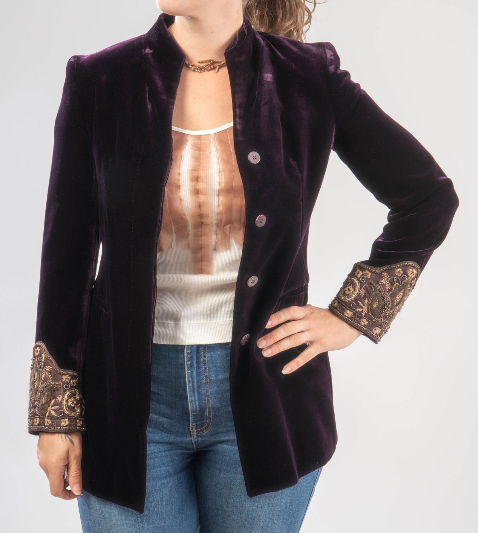 ETRO Royal Purple Velvet Jacket, 40 (1 of 6)