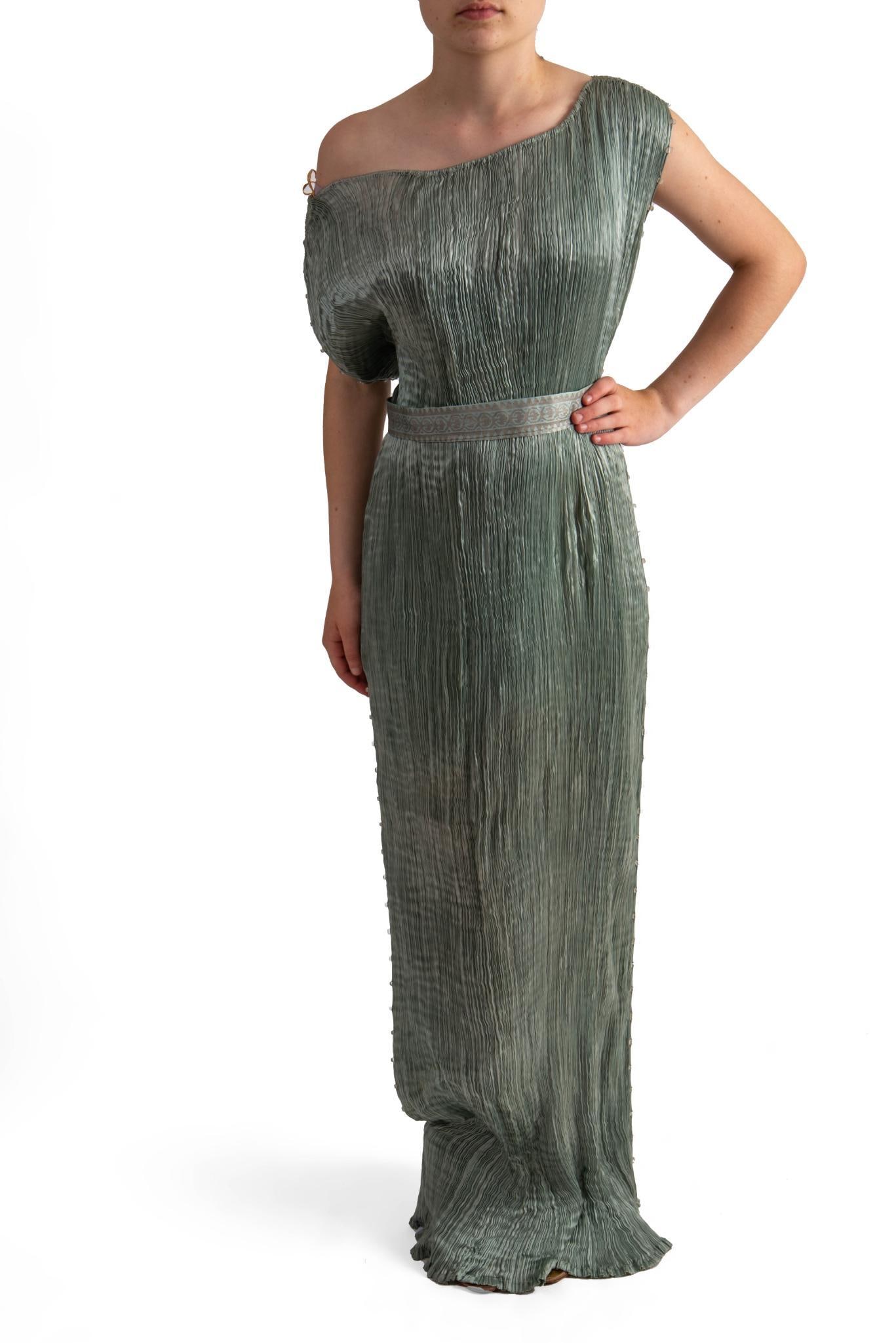 Fortuny Silk Grecian Sleeve Gown with Glass Beading. (1 of 6)