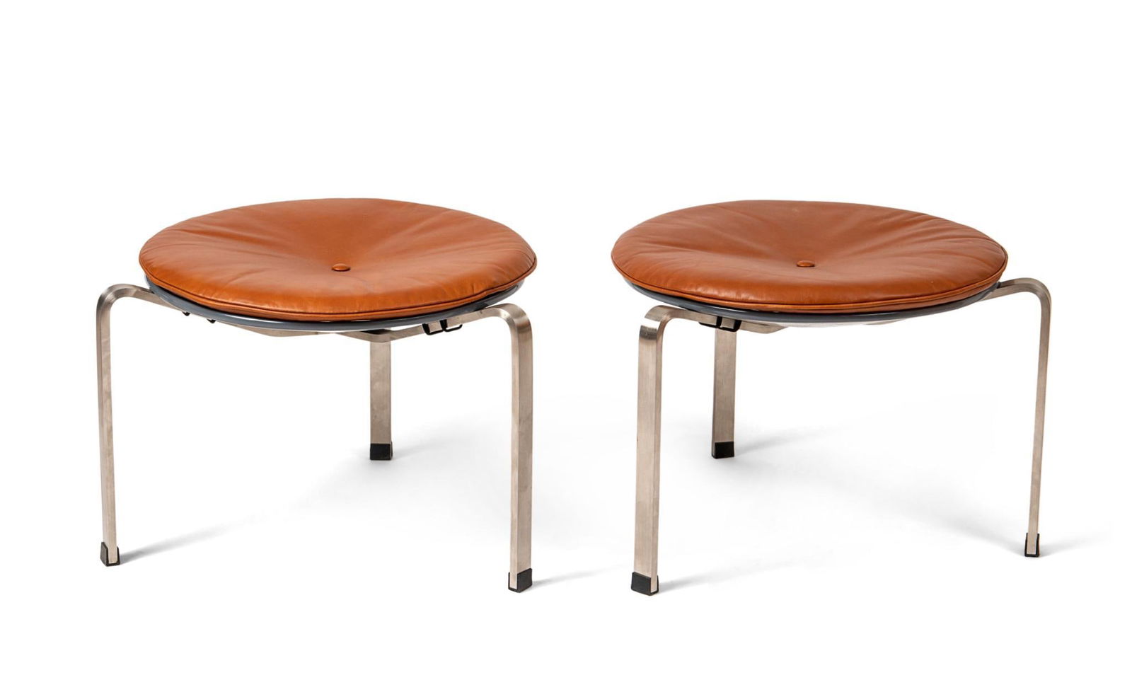 Pair Round Stools After Poul Kjaerholm (1 of 4)