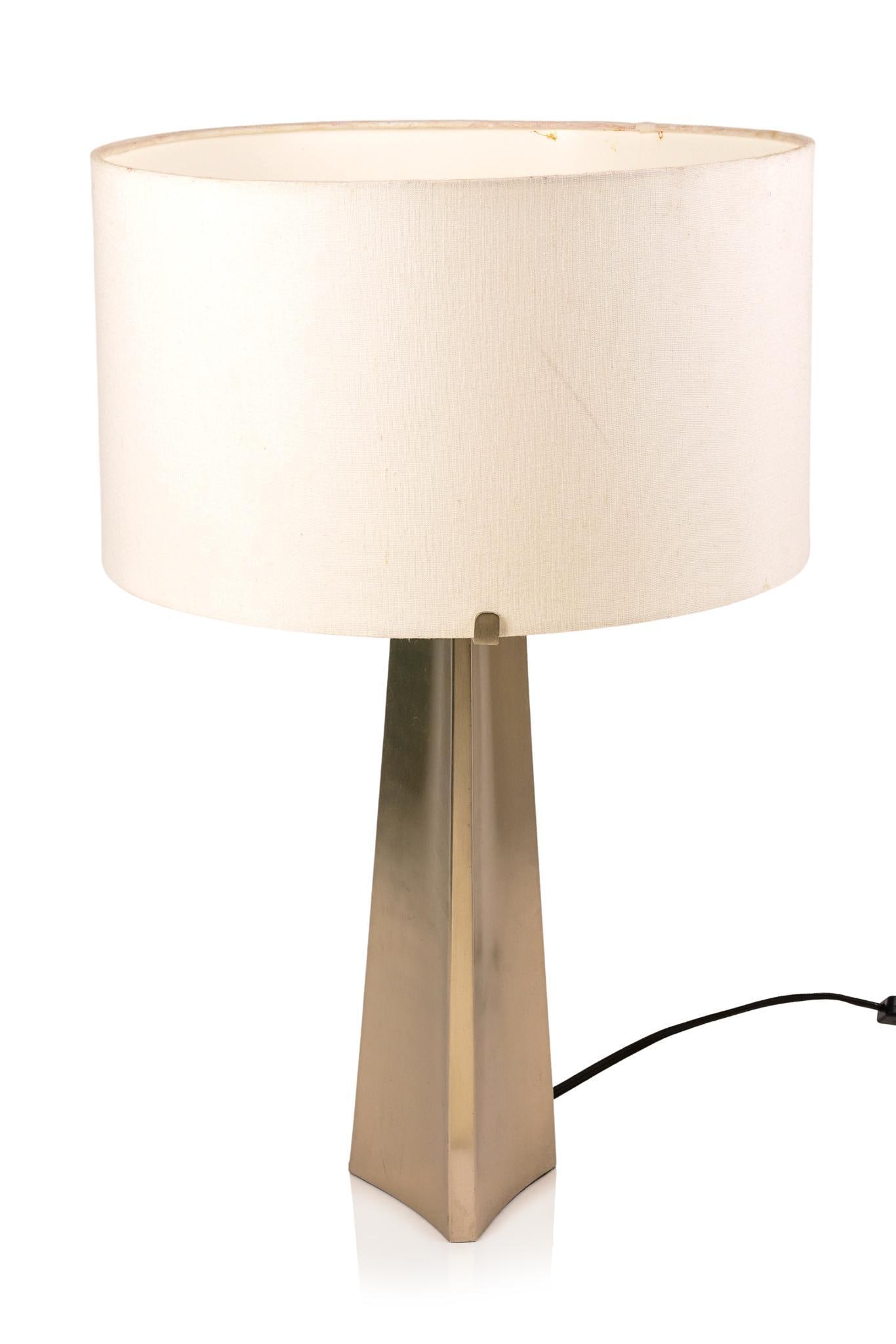 Post Modern Brushed Aluminum Table Lamp. (1 of 1)