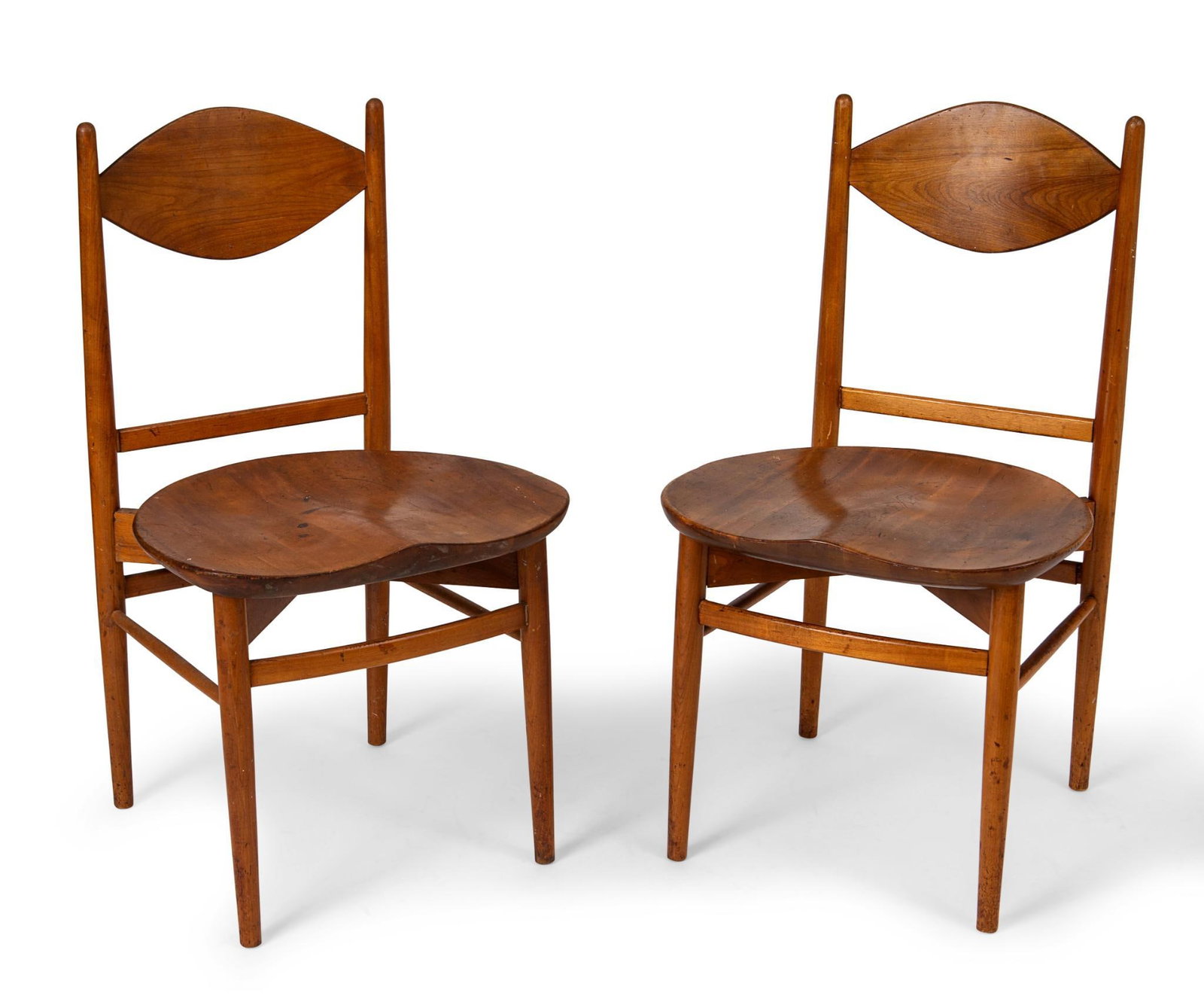 Pair of Mid Century Chairs by Whitney: company brand on bottom, 1960's, seat height 17.5 inches, overall height 34 inches. Minor surface blemishes.