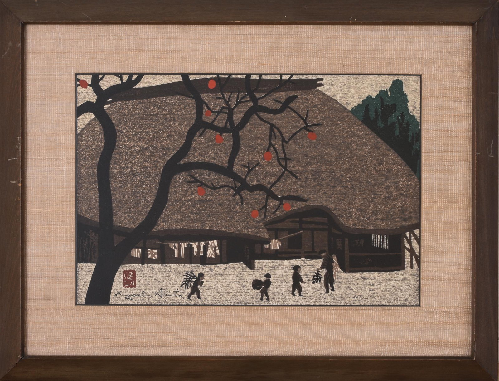 Kiyoshi Saito Signed Woodblock Print.: 11 x 15 inches, sight, signed lower left. Framed, 17 x 21.5 inches.