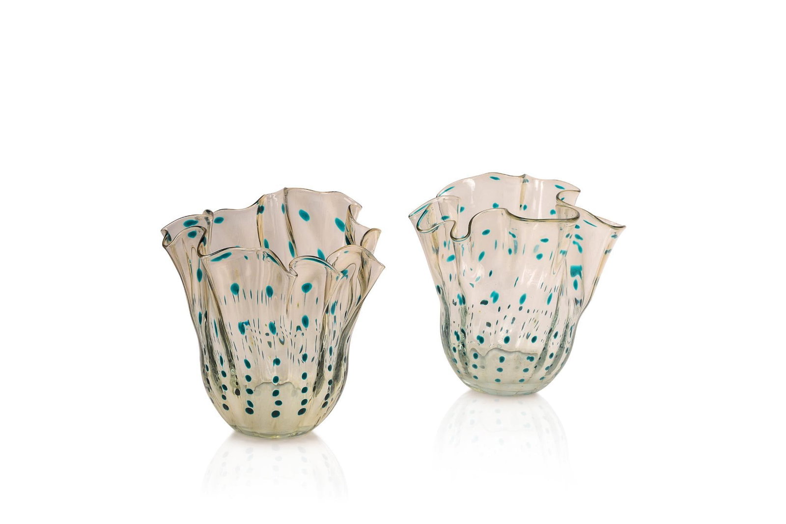 Two Art Glass Handkerchief Vases.: Heights 7.75 inches, unsigned.