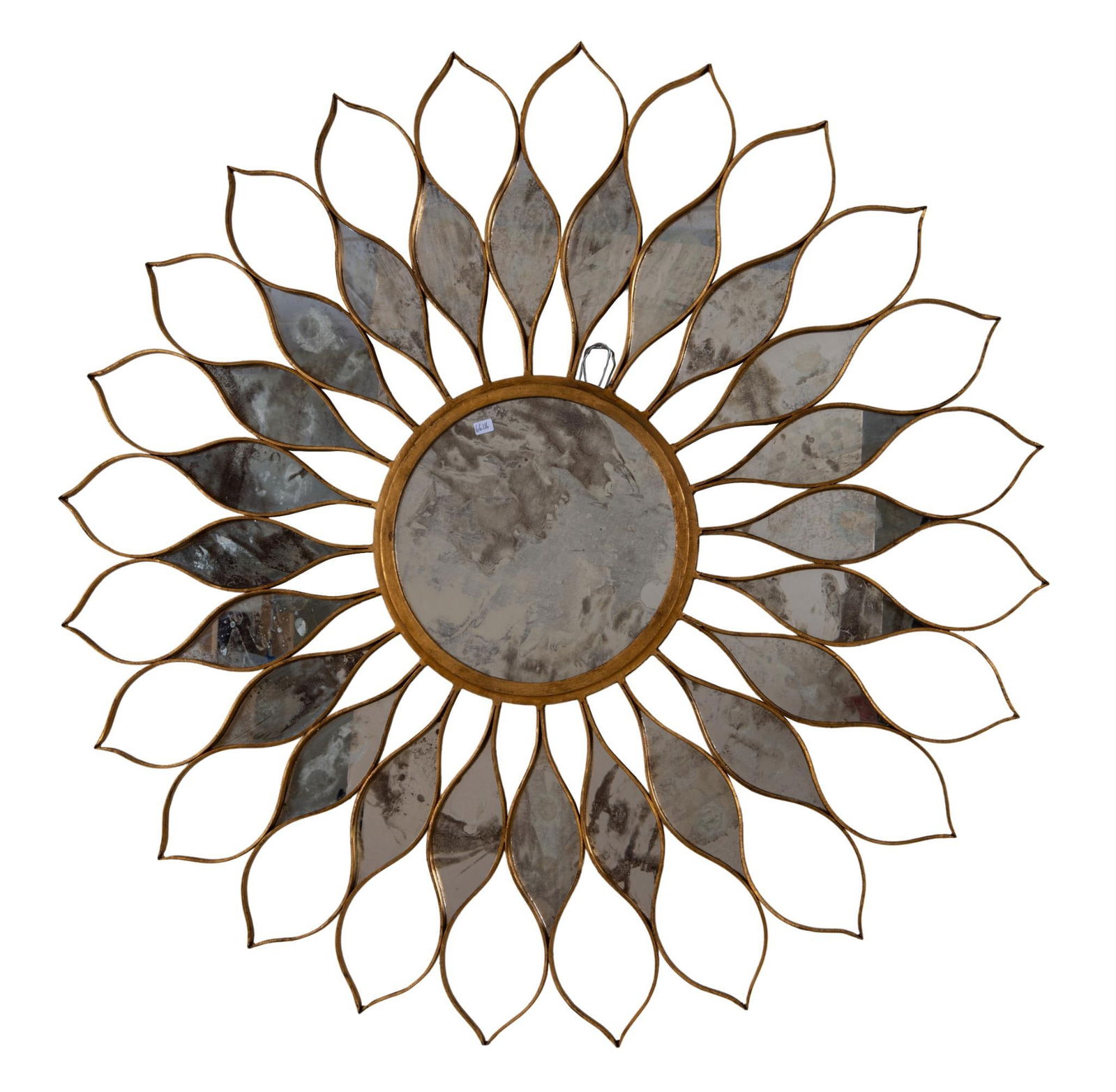 Large Gilt Metal Sunburst Wall Mirror (1 of 2)