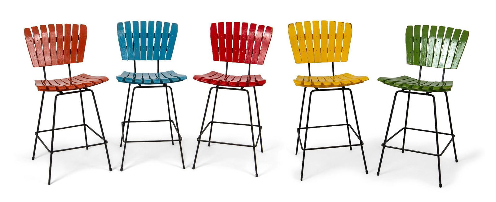 Five Multi Color Mid Century Stools (1 of 7)