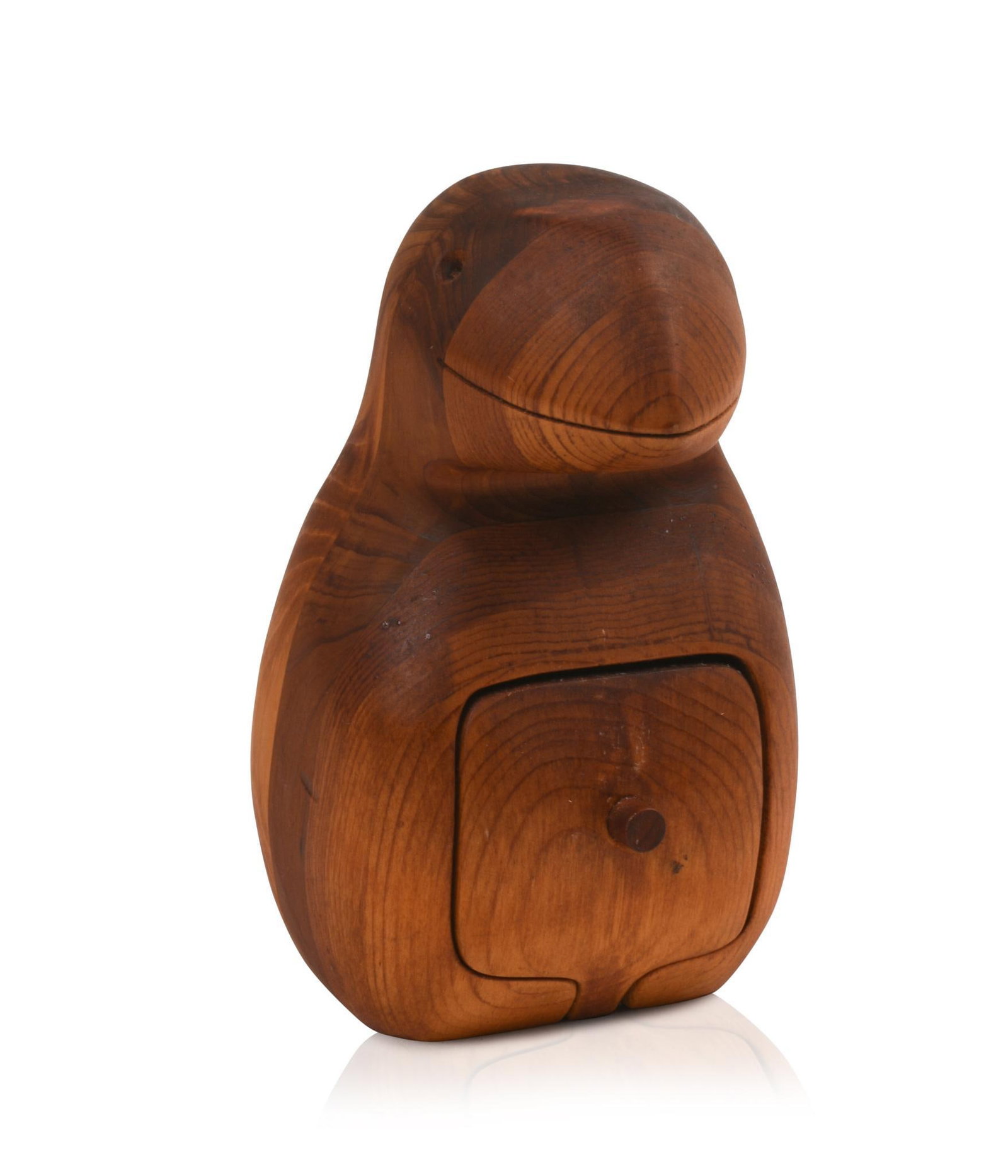 Deborah Bump Penguin Jewelry Box.: (Vermont), laminated and carved wood, signed and dated 1982. Height 8 inches.