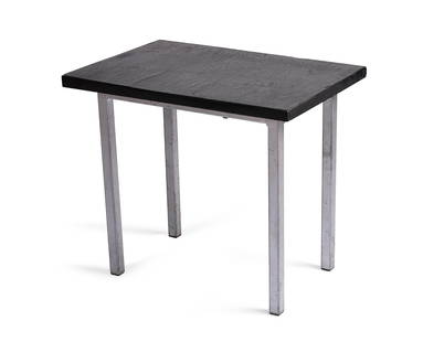 Style of Herman Miller End Table: steel and composite. 22 inches long, 15 inches deep, 19 1/2 inches tall