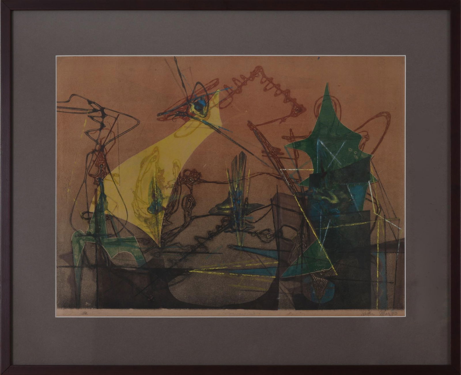 Boris Margo (1902-1995). Monoprint #50: Print. overall 22 3/8 inches high, 27 1/4 inches wide