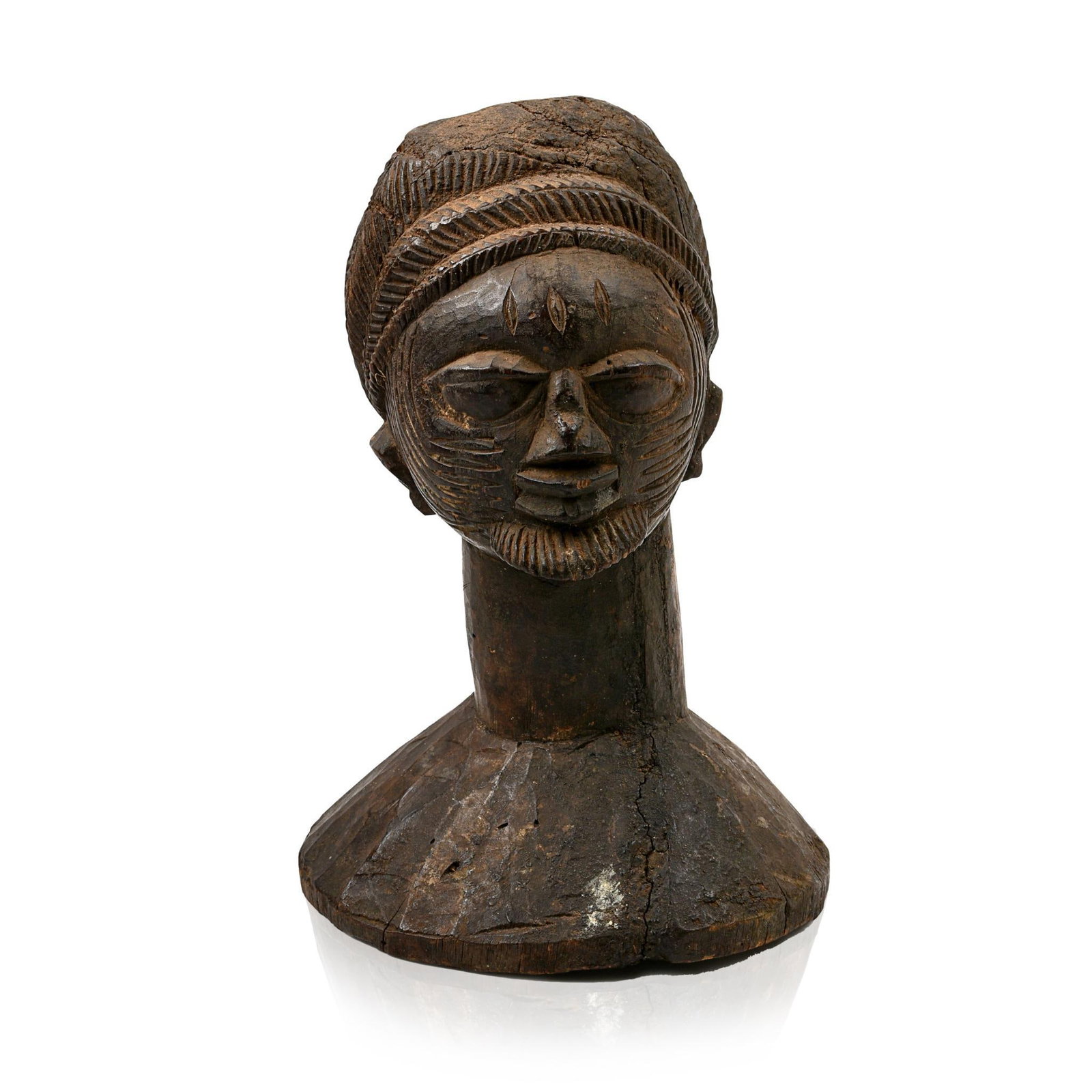 Eshu African Male Head God.: Scarification throughout. Yoruba Eshu, Trickster 9.S"H