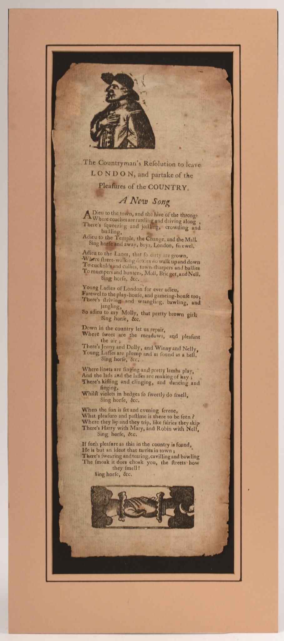Early Engraving: Countryman's Resolution to Leave London. (1 of 2)
